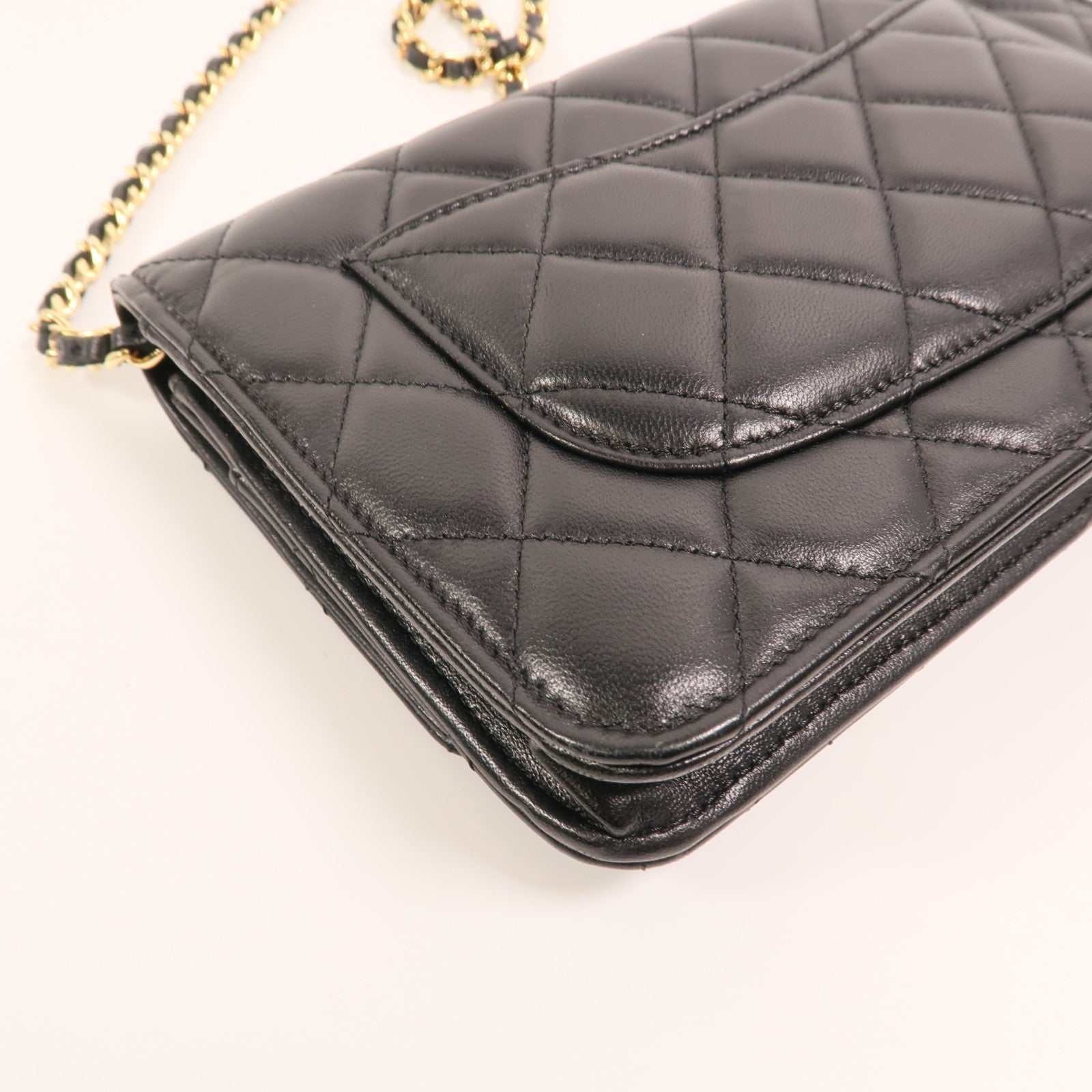 CHANEL 羊皮皮革Wallet On Chain金扣鏈帶肩背袋