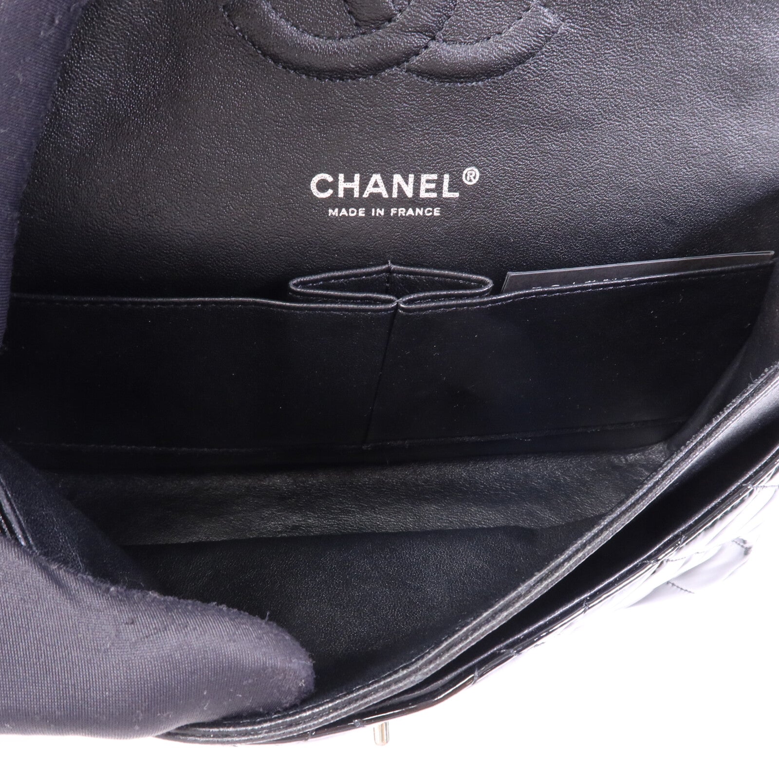 CHANEL 漆皮皮革Classic 25銀扣鏈帶肩背袋