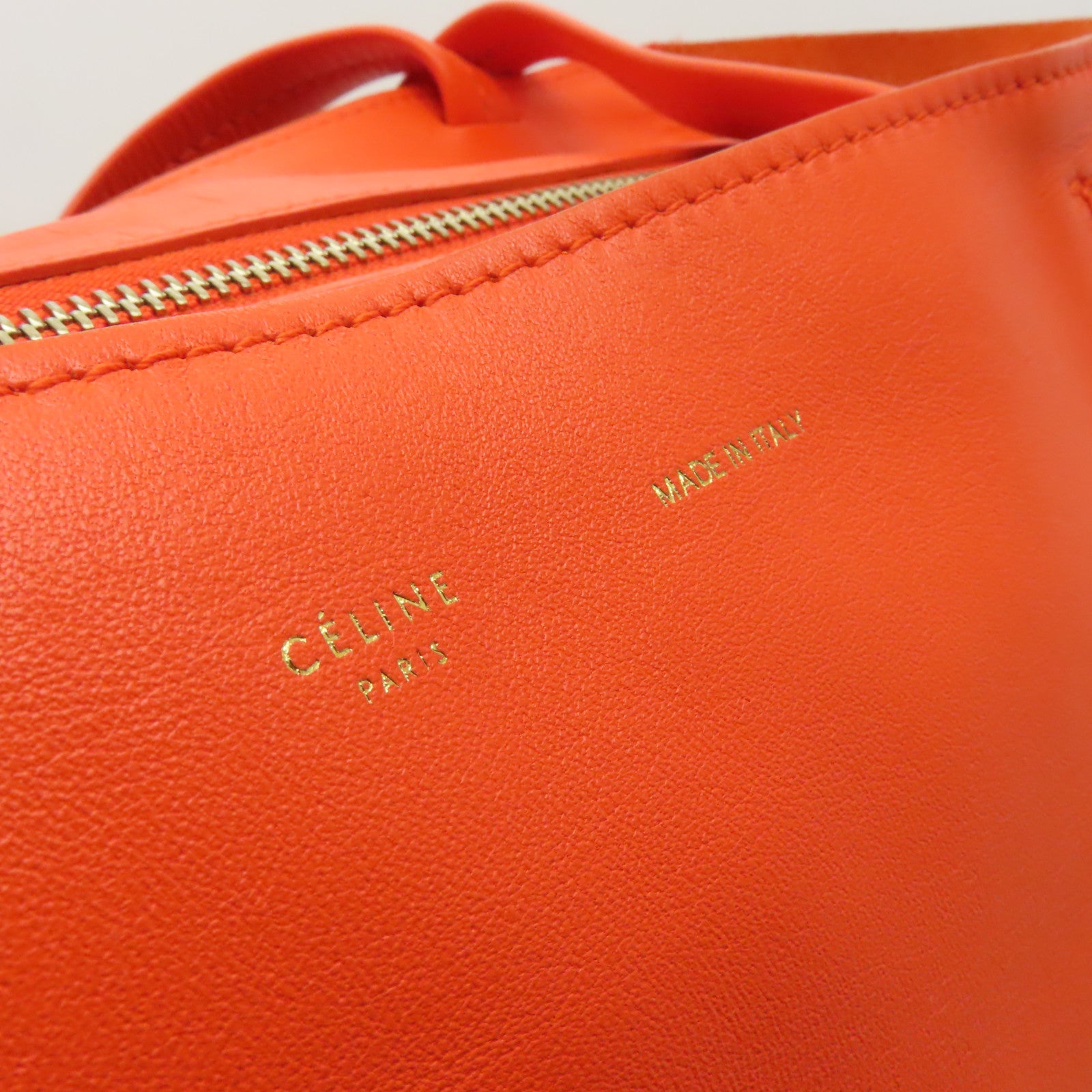 CELINE 【激減優惠】羊皮皮革Shoulder Bag金扣肩背袋橙色