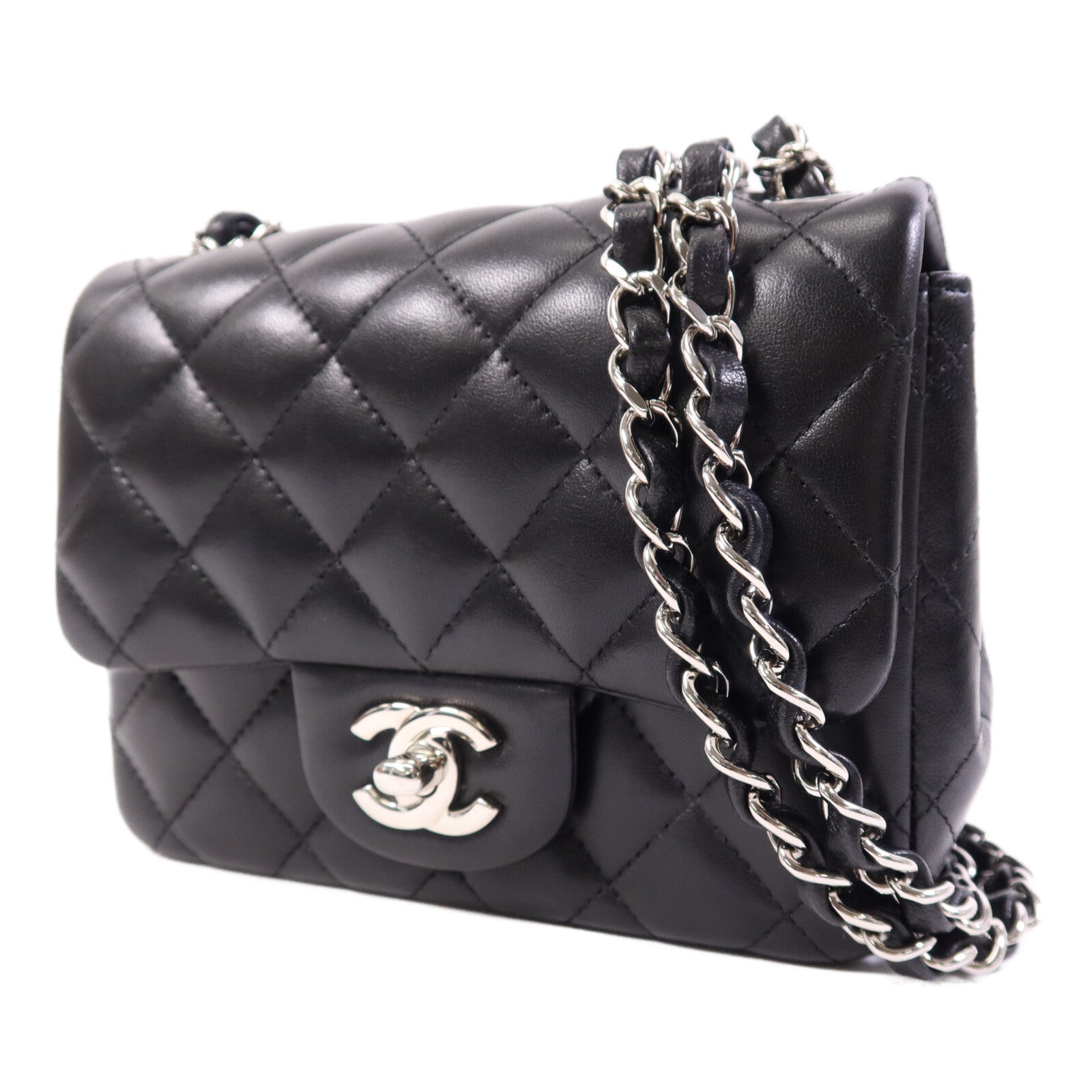 CHANEL 羊皮皮革Classic 17銀扣鏈帶肩背袋