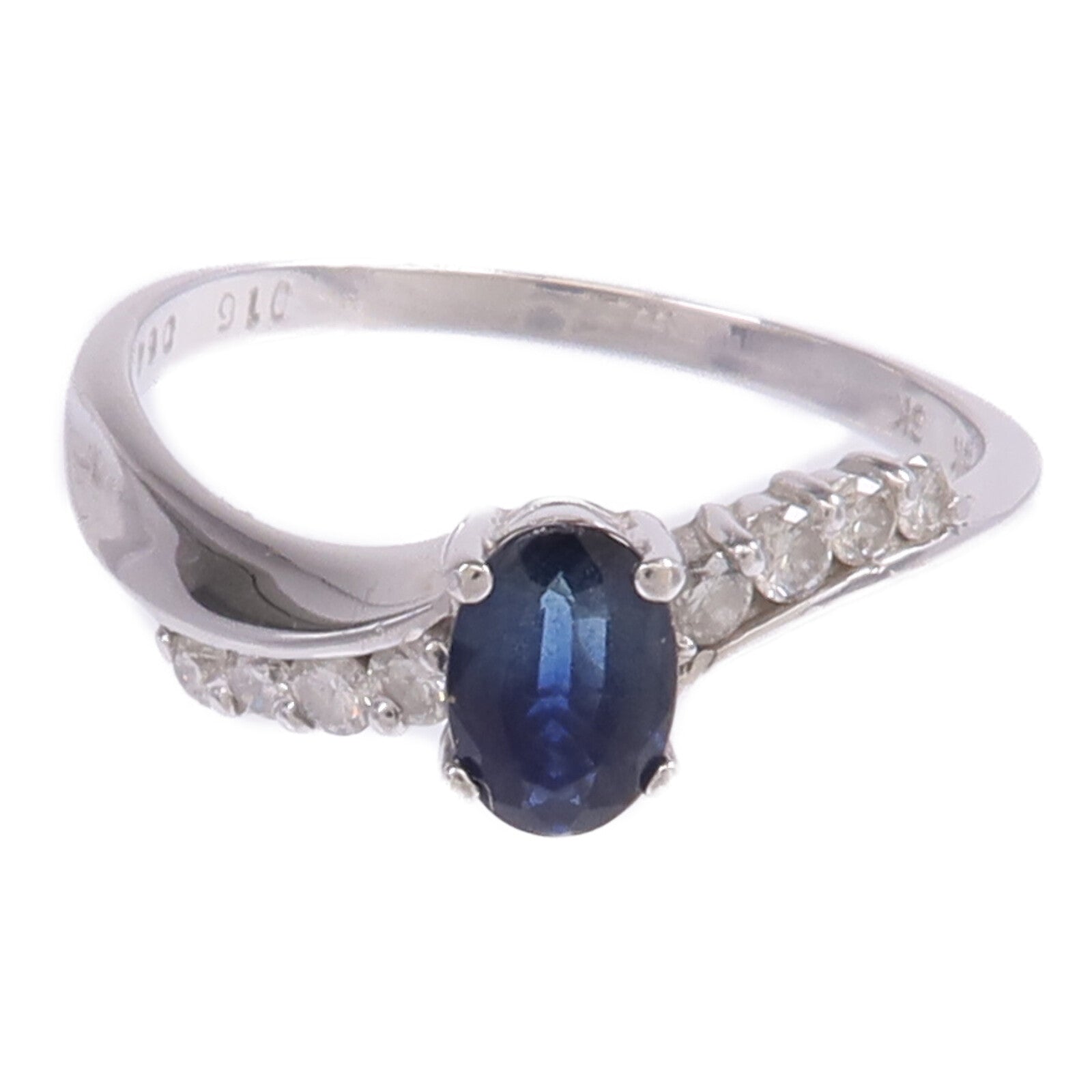 JEWELRY 【激減優惠】18K白金Sapphire Diamond Ring藍寶石/鑽石戒指US#7.25