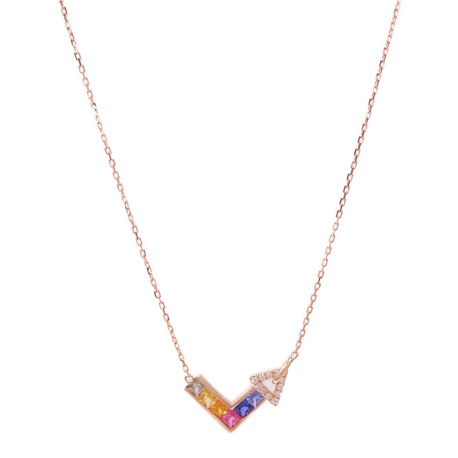 JEWELRY 【激減優惠】18K玫瑰金Diamond Sapphire Necklace鑽石/藍寶石項鍊