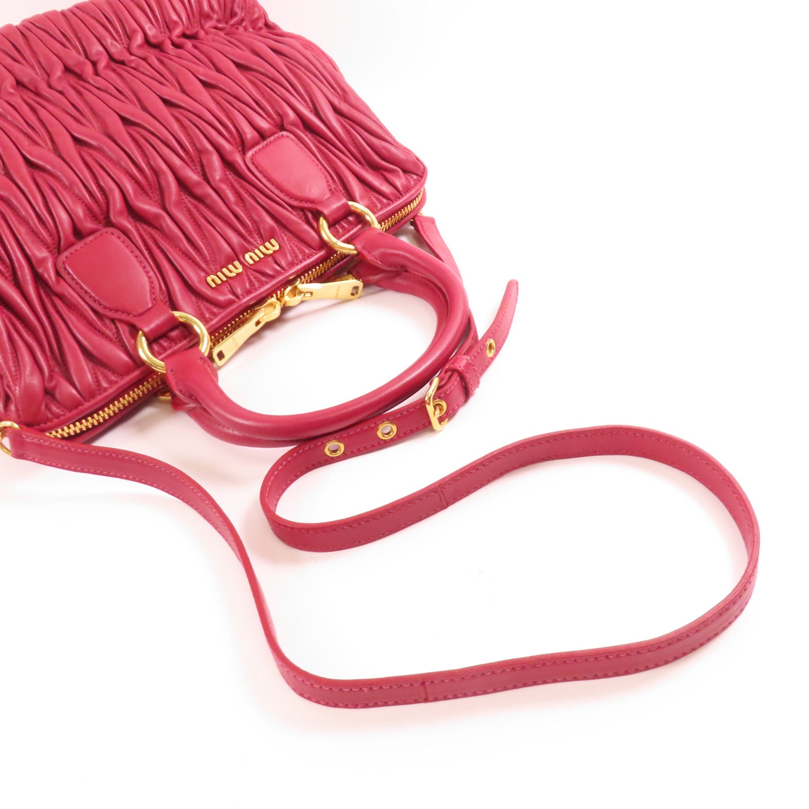 Miu Miu 皮革2 Way Shoulder金扣手挽肩背兩用袋