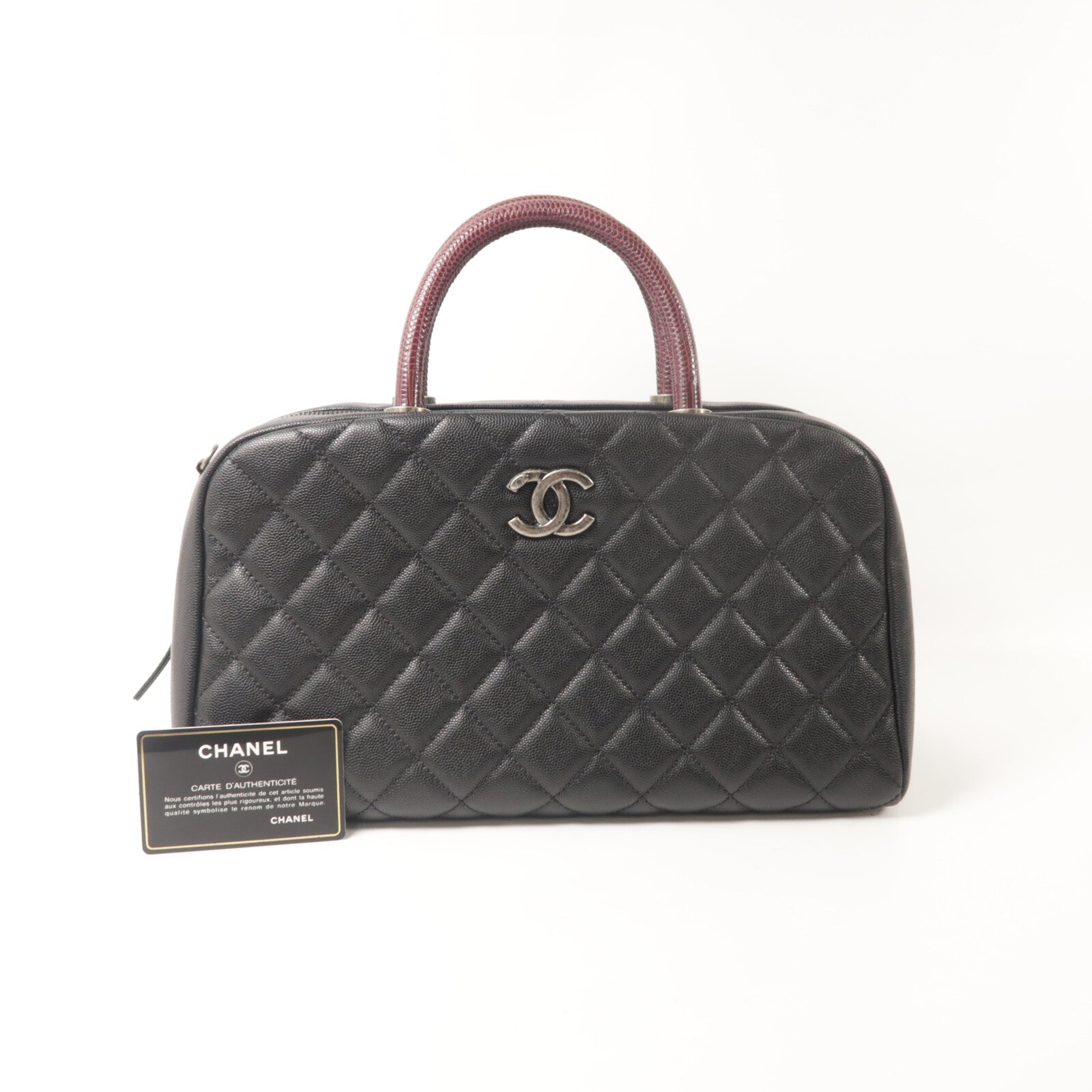 CHANEL 蜥蝪/牛皮皮革CoCo Hamdle Bowling Bag手挽袋