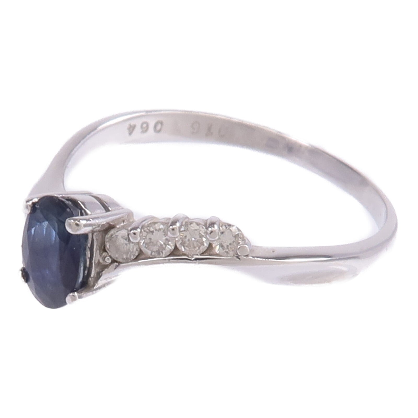 JEWELRY 【激減優惠】18K白金Sapphire Diamond Ring藍寶石/鑽石戒指US#7.25