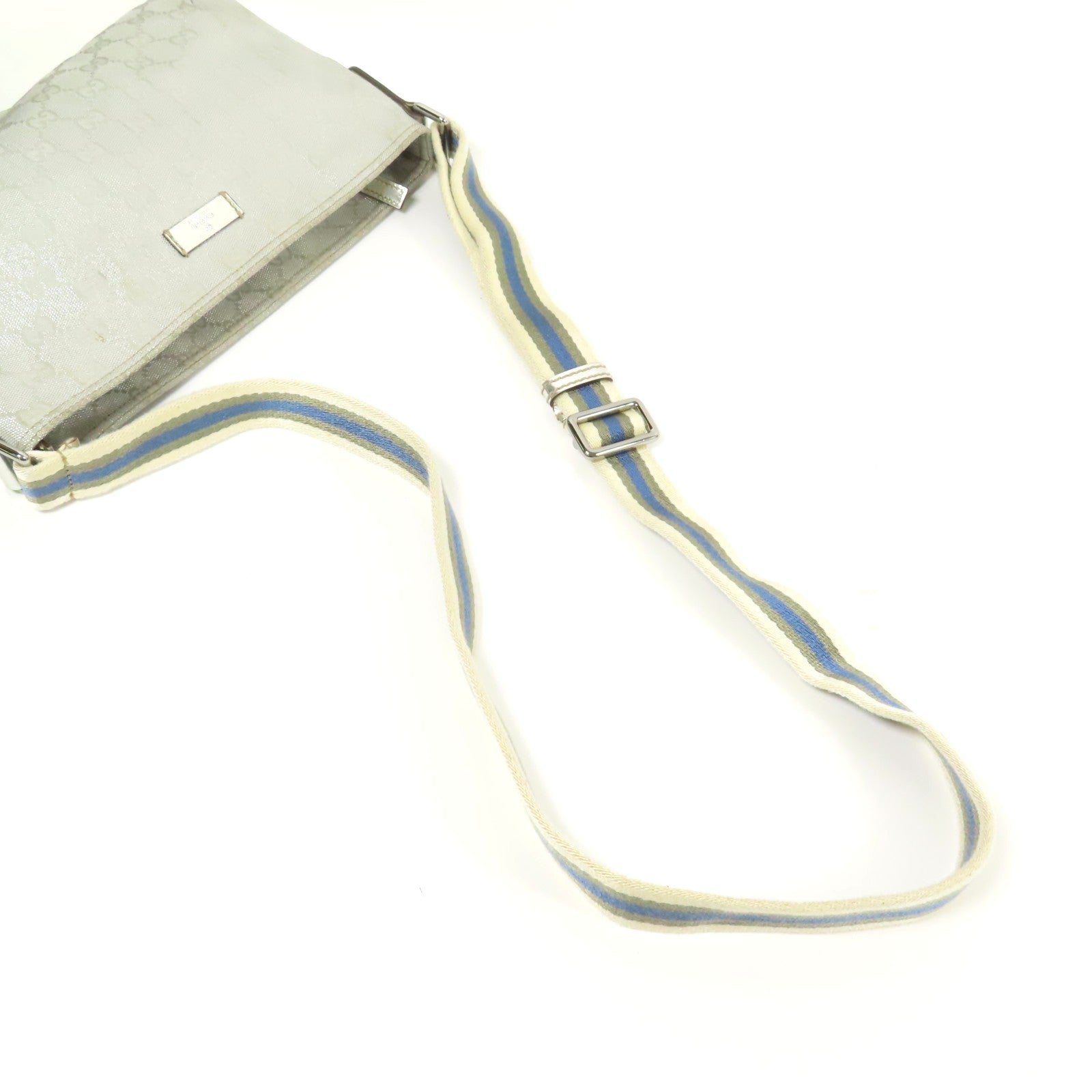 GUCCI GG SHW Shoulder Bag Canvas Silver