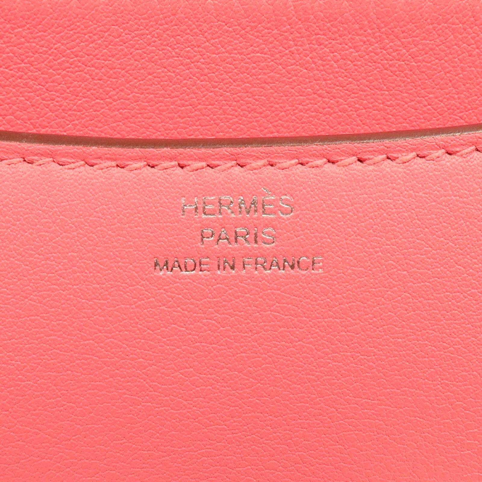 HERMES Swift皮革Mini Constance銀扣手挽肩背兩用袋Rose Azalee