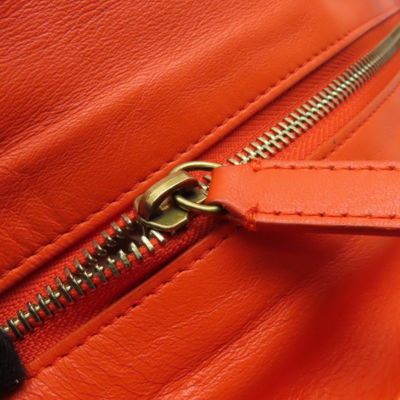 CELINE 【激減優惠】羊皮皮革Shoulder Bag金扣肩背袋橙色