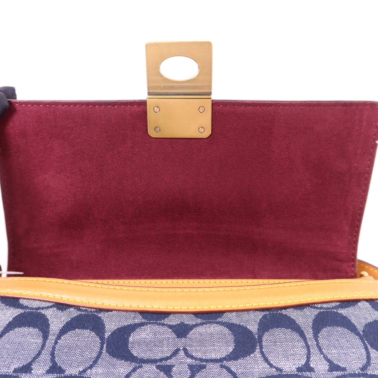 COACH 帆布/牛皮皮革Chain Shoulder Bag金扣鏈帶肩背袋