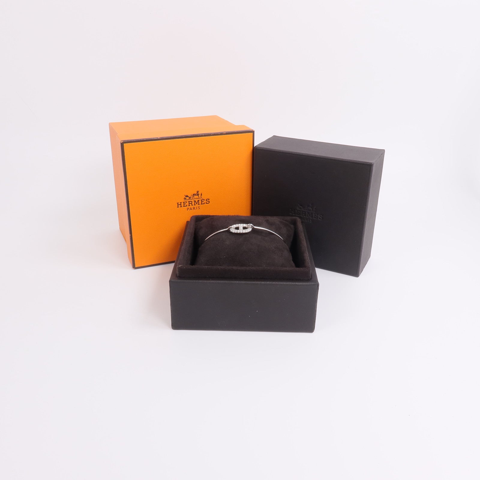 HERMES 18K白金Ronde Chaine d'ancre Diamond Bracelet鑽石手鐲