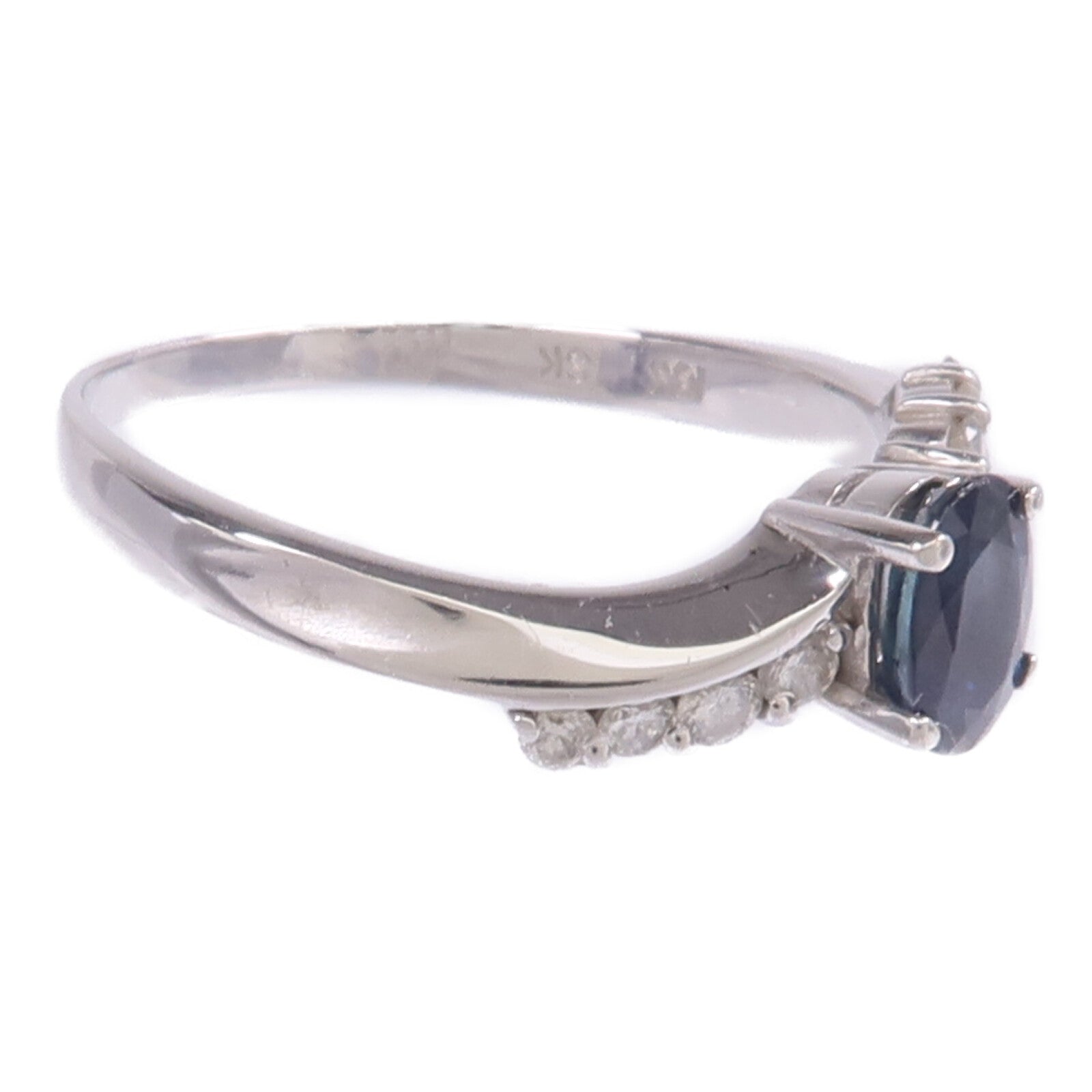 JEWELRY 【激減優惠】18K白金Sapphire Diamond Ring藍寶石/鑽石戒指US#7.25