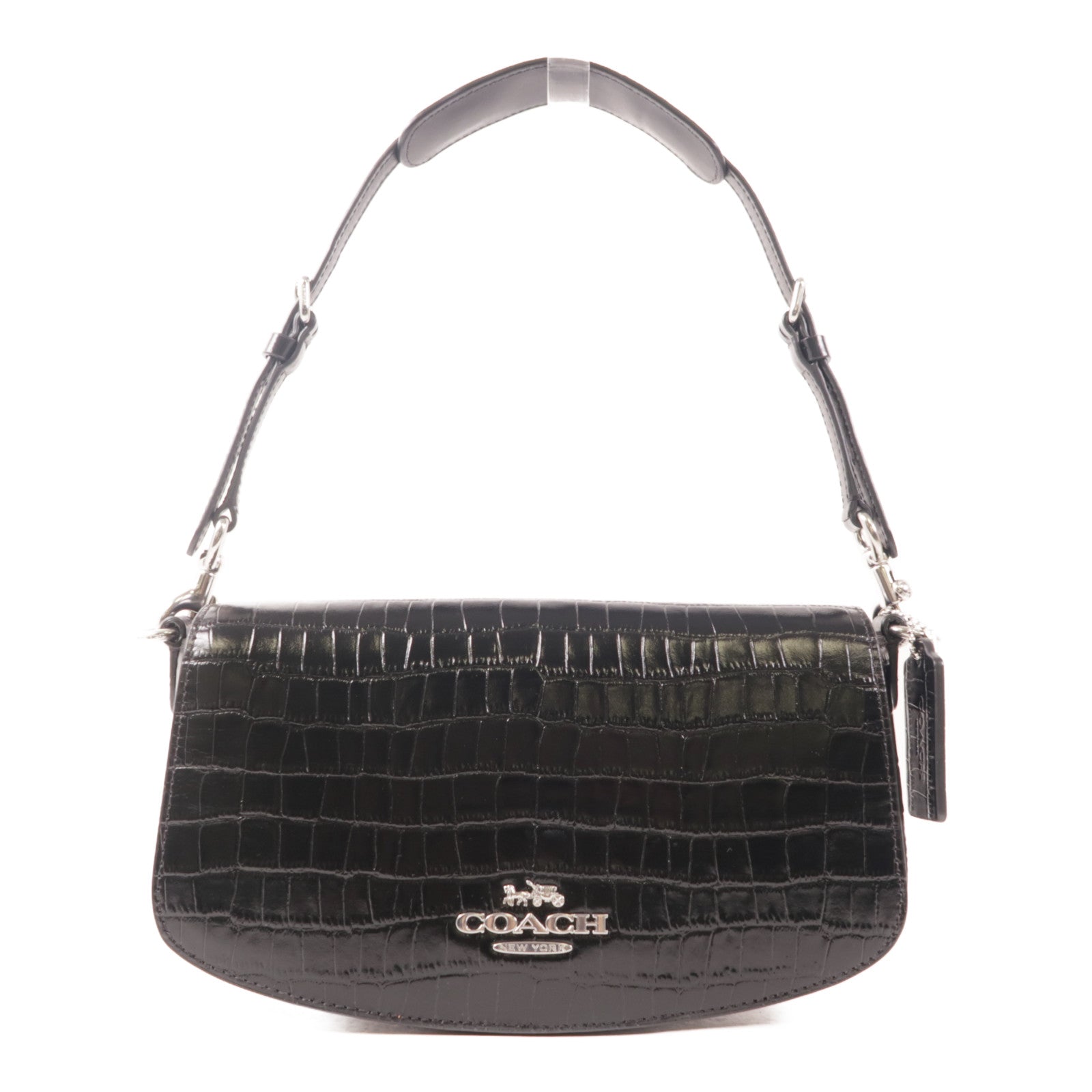 COACH 皮革Shoulder Bag銀扣肩背袋