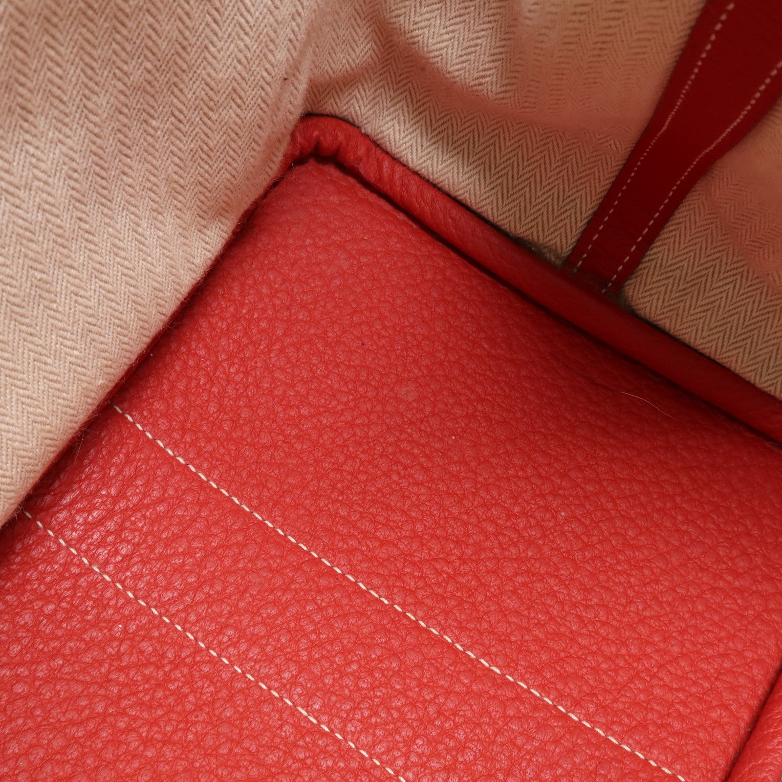 HERMES Negonda皮革Garden Party PM銀扣手挽袋Rouge Casaque