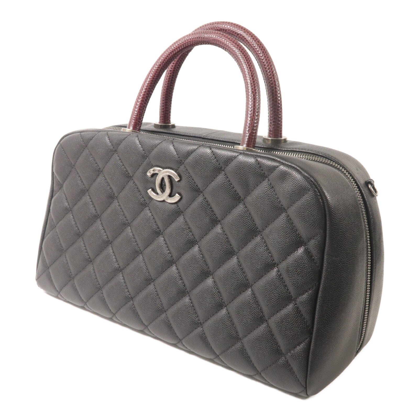 CHANEL 蜥蝪/牛皮皮革CoCo Hamdle Bowling Bag手挽袋
