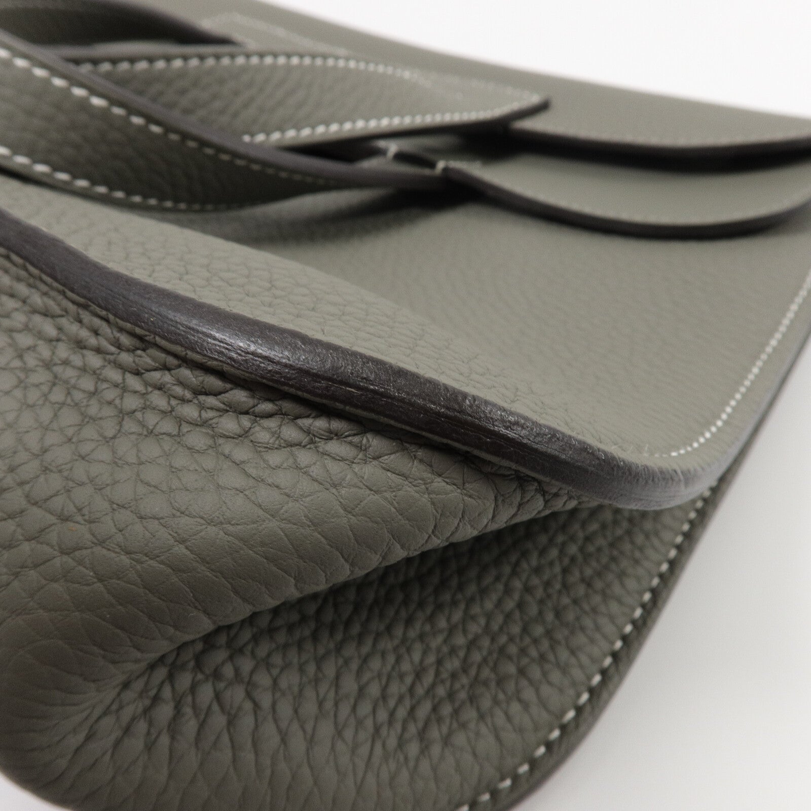 HERMES Clemence皮革Halzan 31手挽肩背兩用袋Gris Mouette