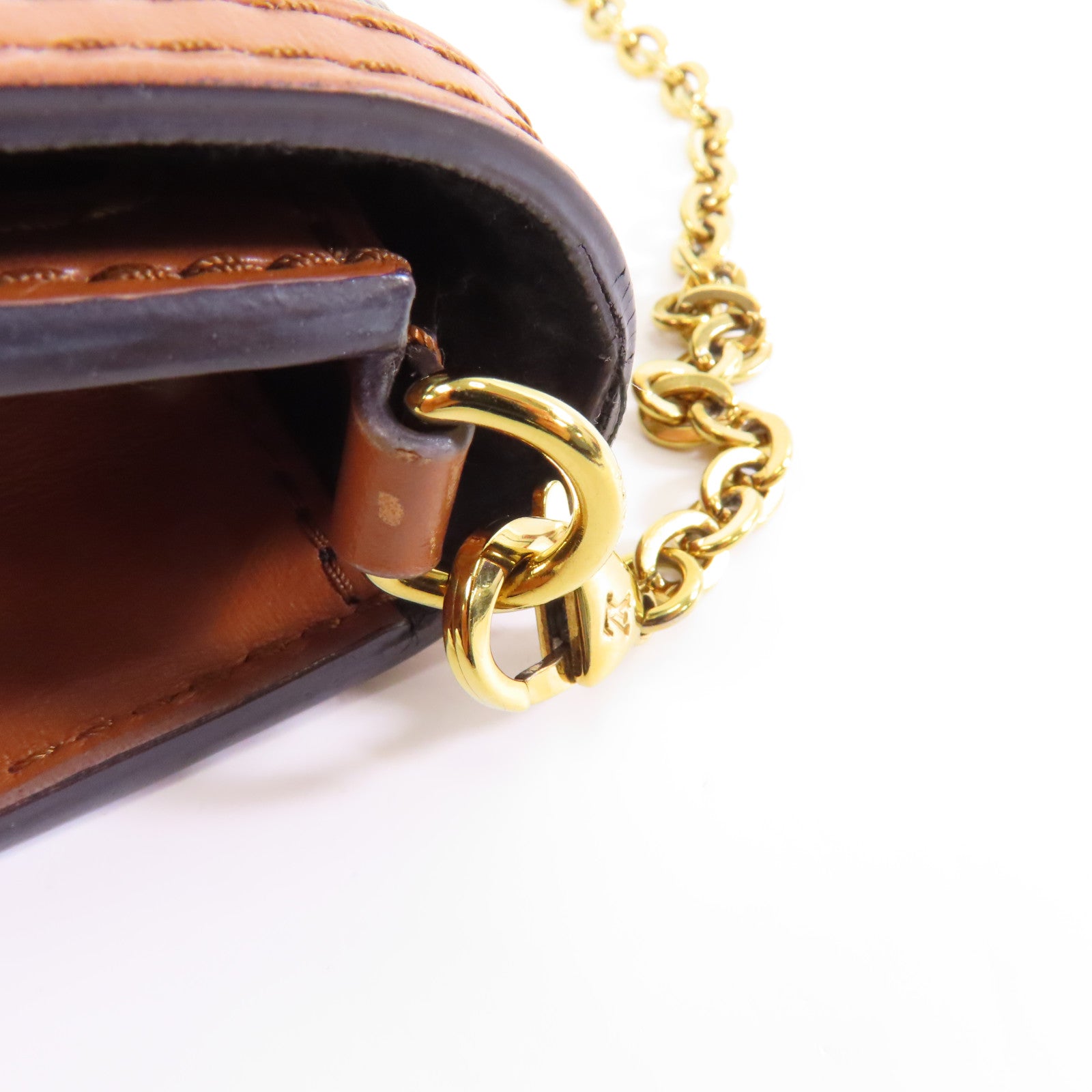 LOUIS VUITTON Monogram Reverse Dauphine金扣鏈帶肩背袋棕色