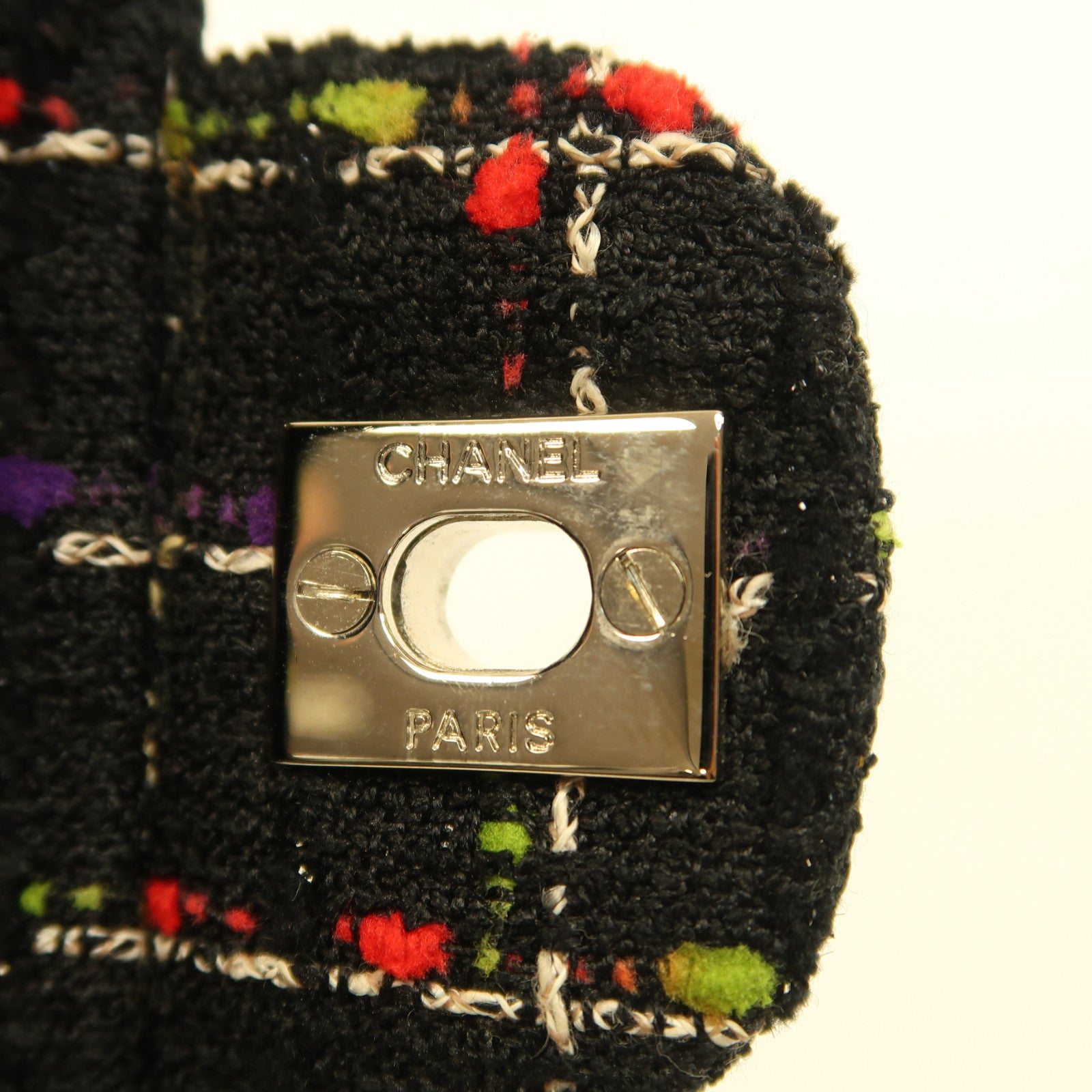 CHANEL 軟呢Classic Flap 25cm銀扣鏈帶肩背袋黑色