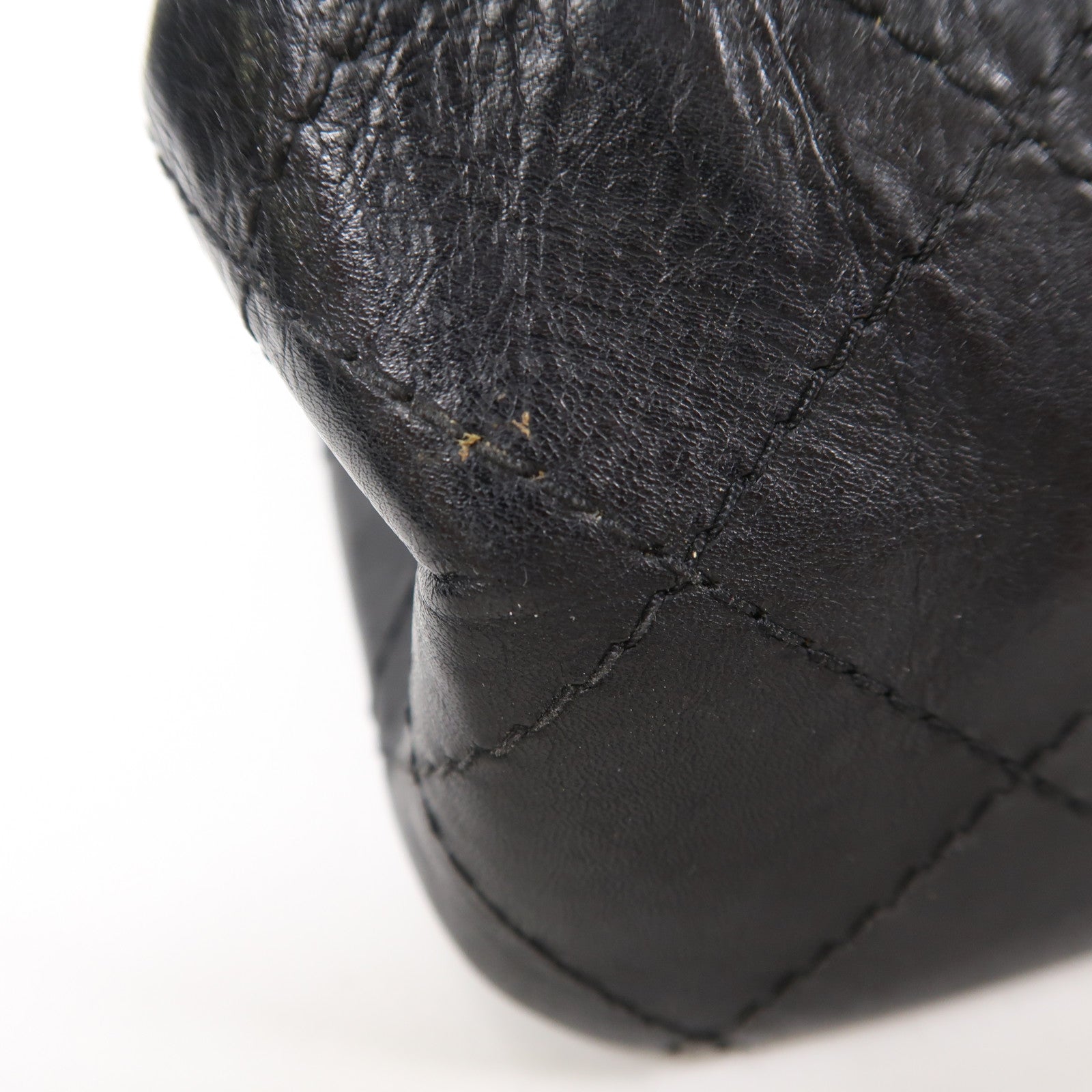 CHANEL CC GHW 2.55 Lagre Chain Shoulder Bag Calfskin Leather Black