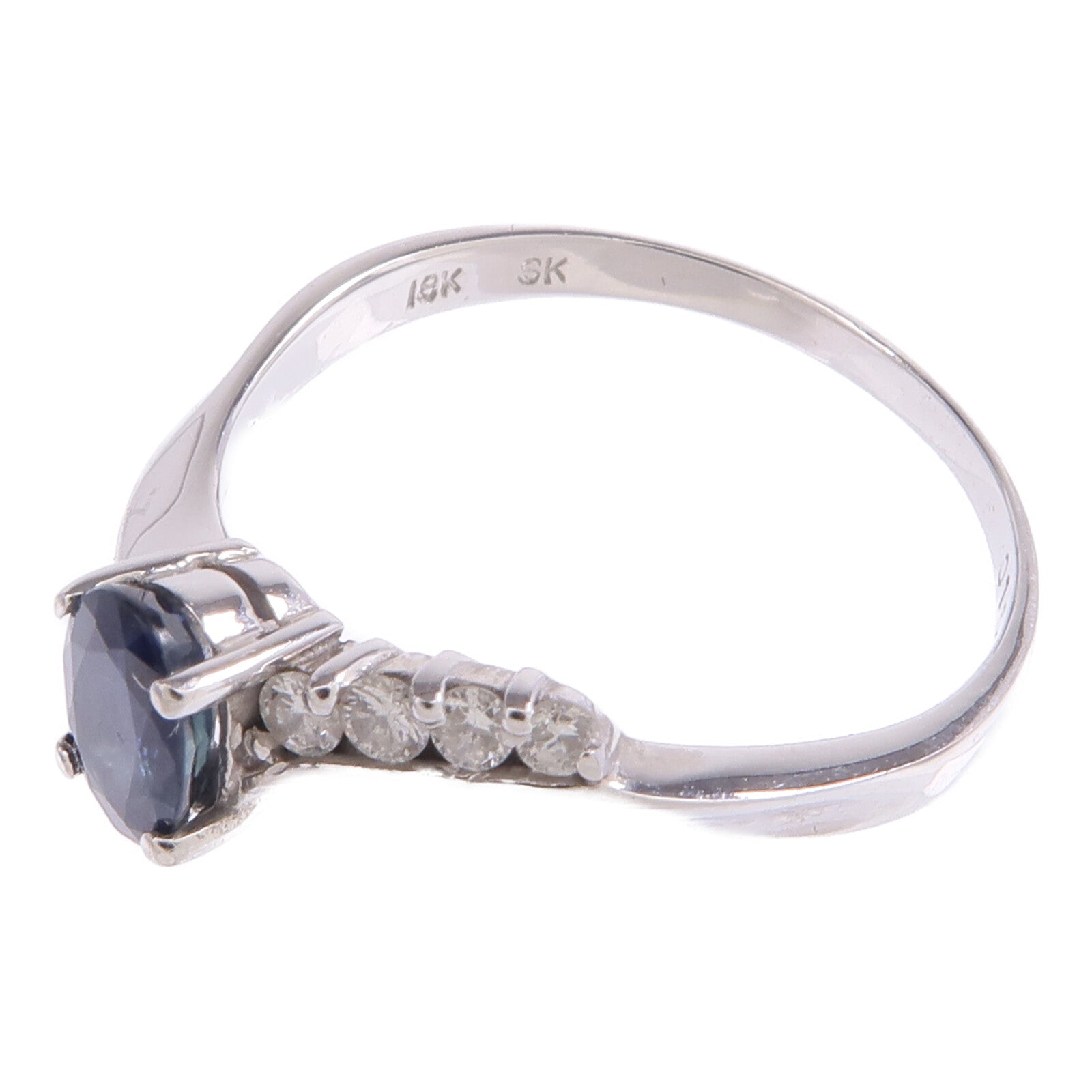JEWELRY 【激減優惠】18K白金Sapphire Diamond Ring藍寶石/鑽石戒指US#7.25