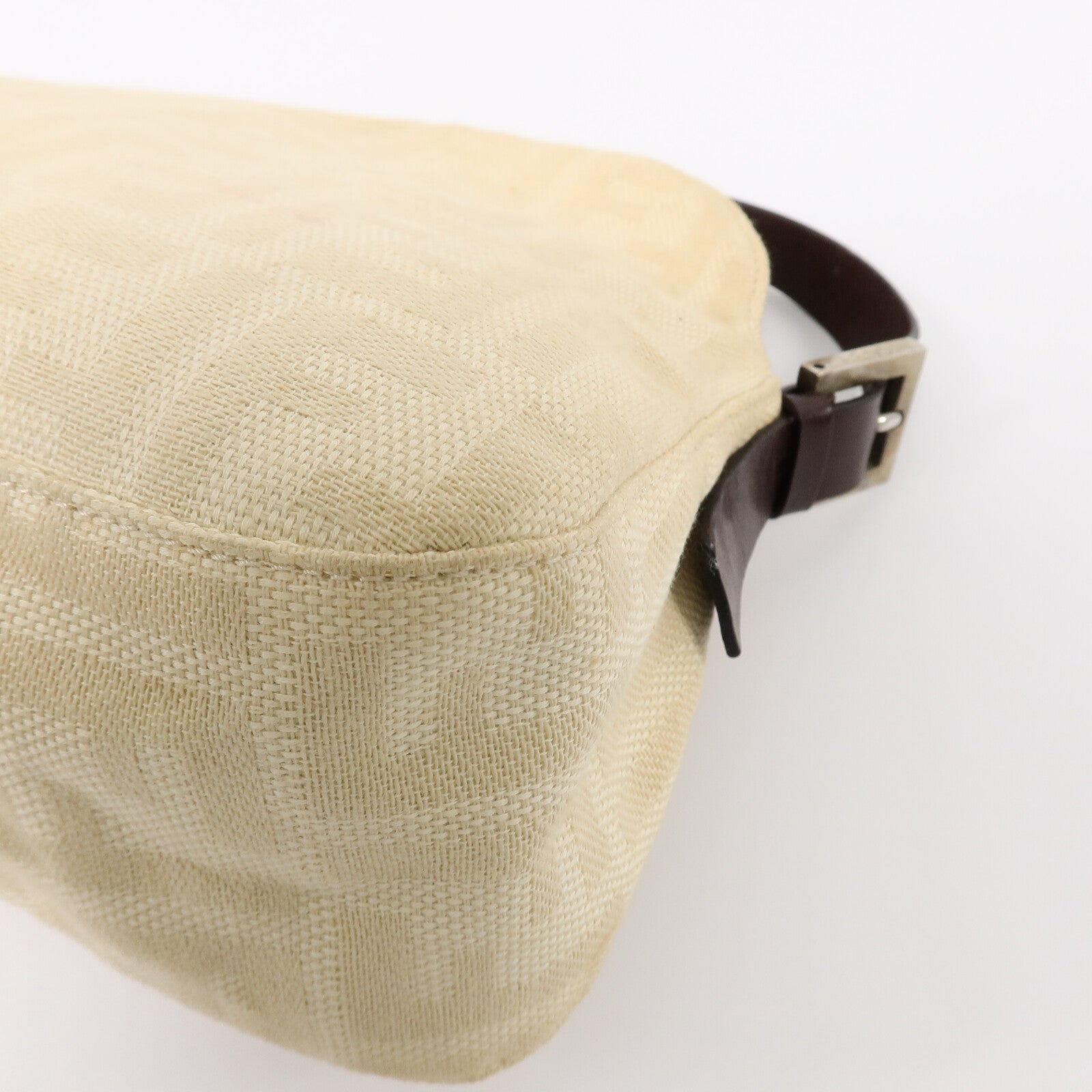 FENDI 帆布/牛皮皮革Zucca Double Flap Mamma肩背袋
