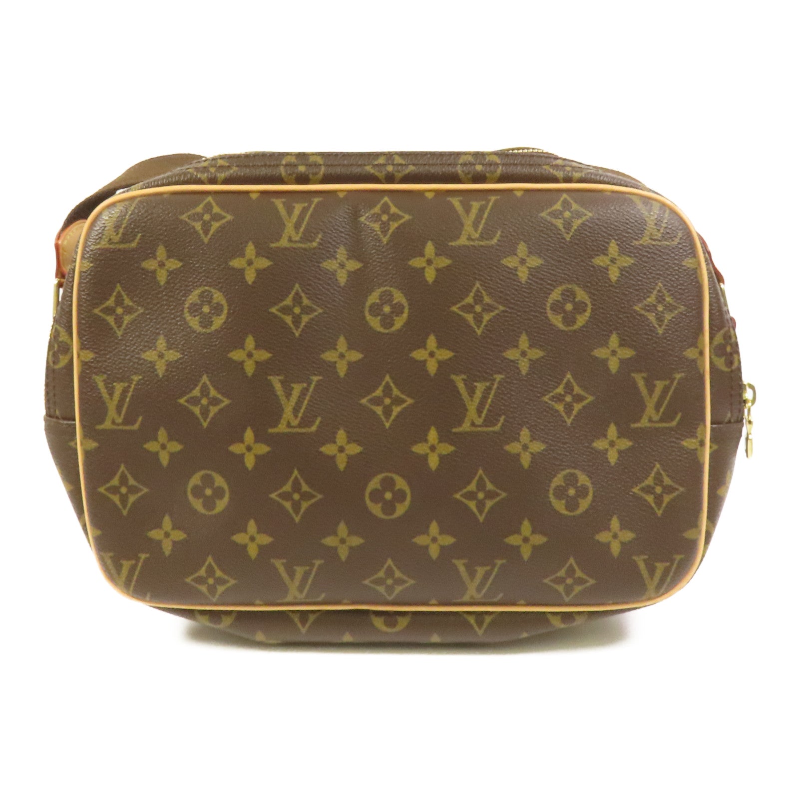 LOUIS VUITTON Monogram Reporter PM金扣肩背袋棕色