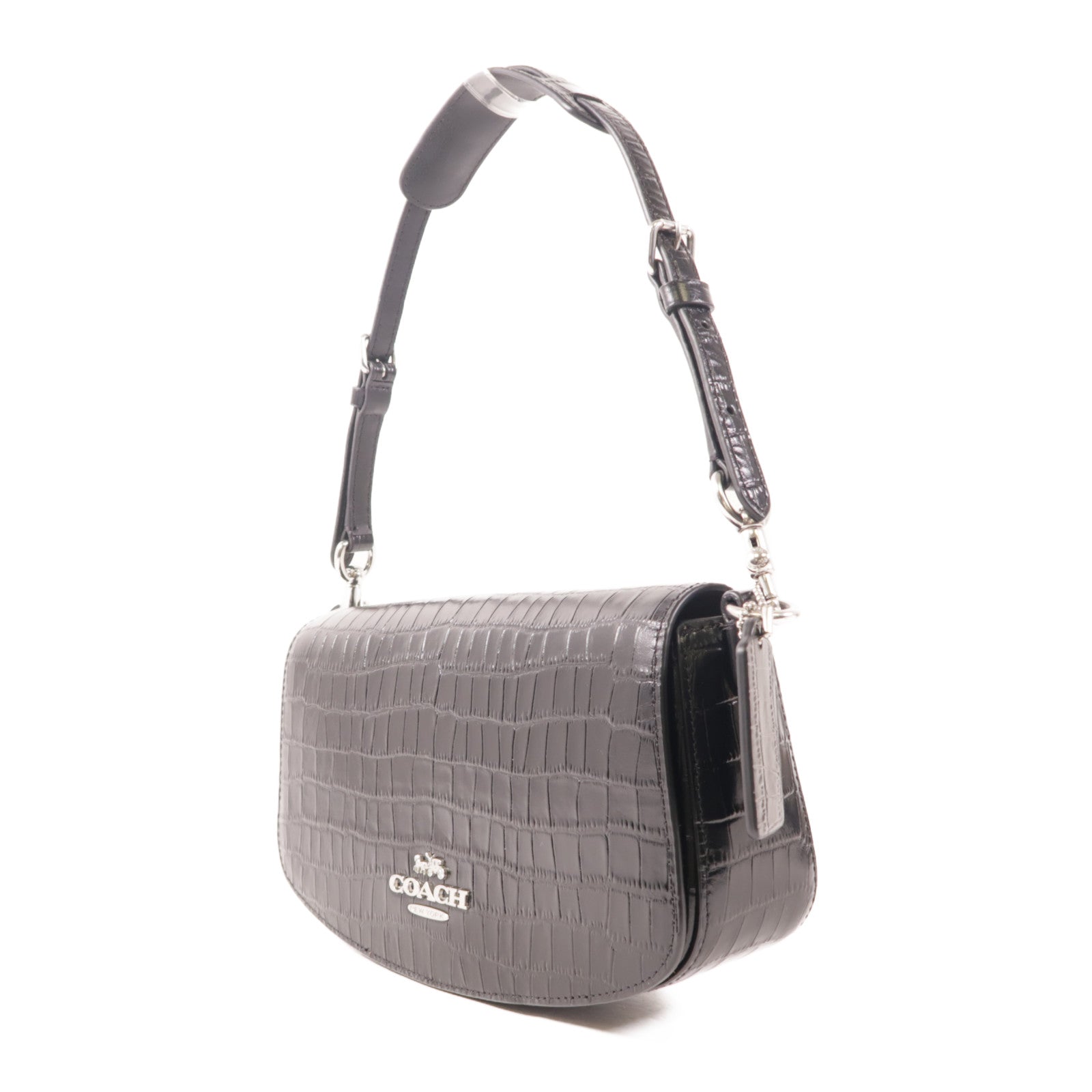COACH 皮革Shoulder Bag銀扣肩背袋
