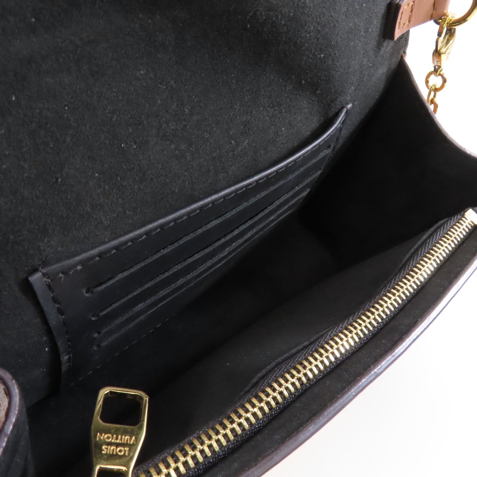 LOUIS VUITTON Monogram Reverse Dauphine金扣鏈帶肩背袋棕色
