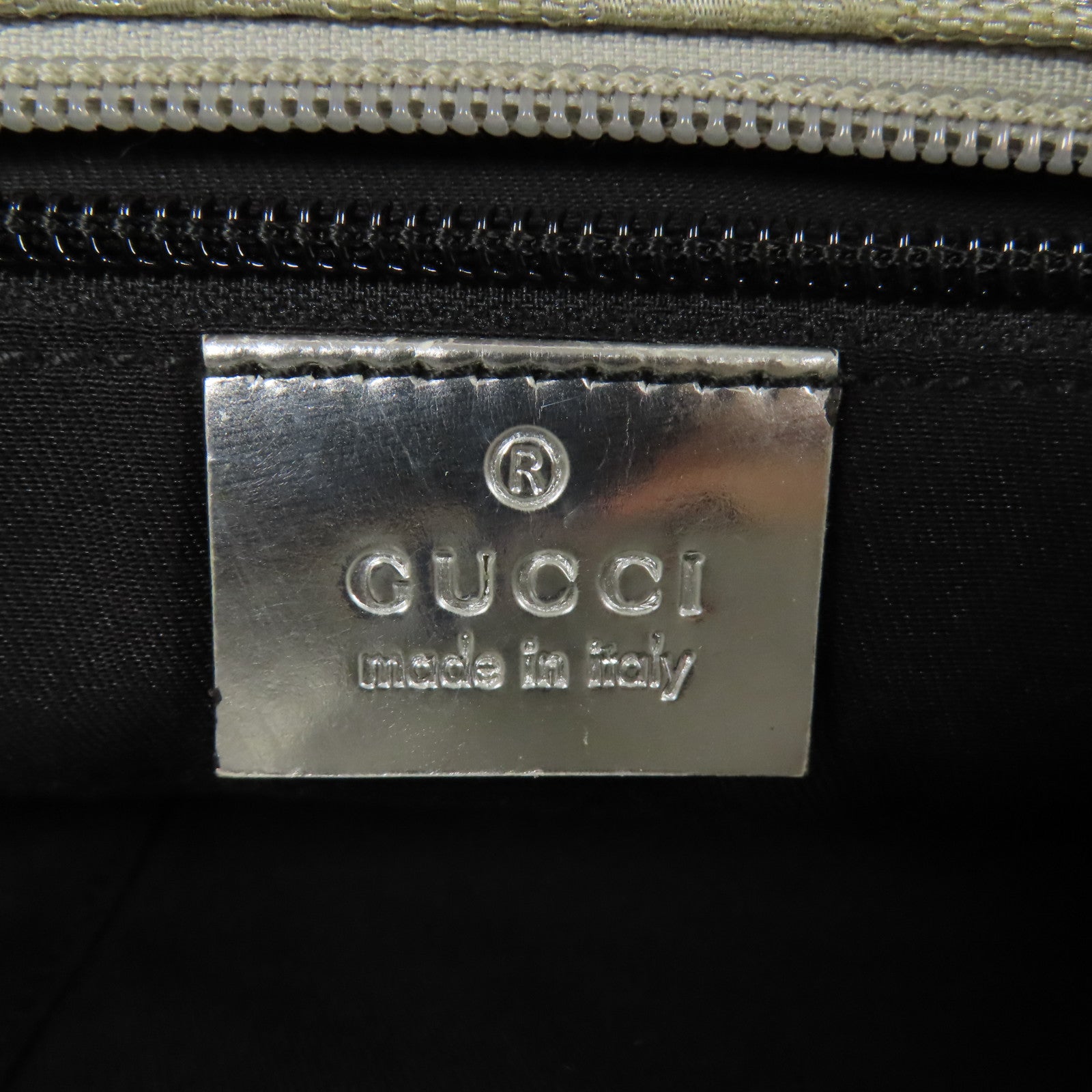 GUCCI GG SHW Shoulder Bag Canvas Silver