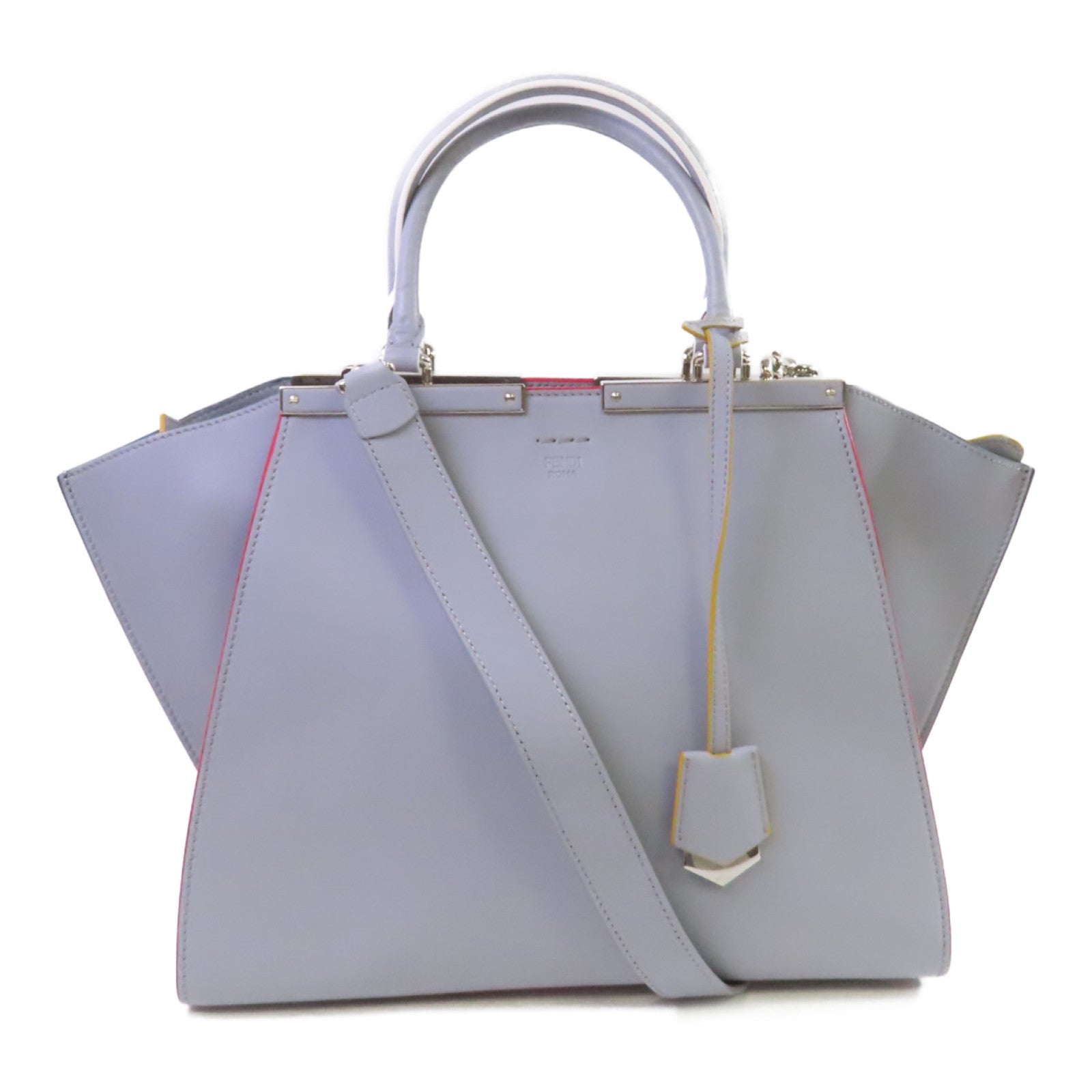 FENDI 牛皮皮革3 Jours 2Way Shoulder Bag銀扣手挽肩背兩用袋灰色/紅色/黃色/綠色