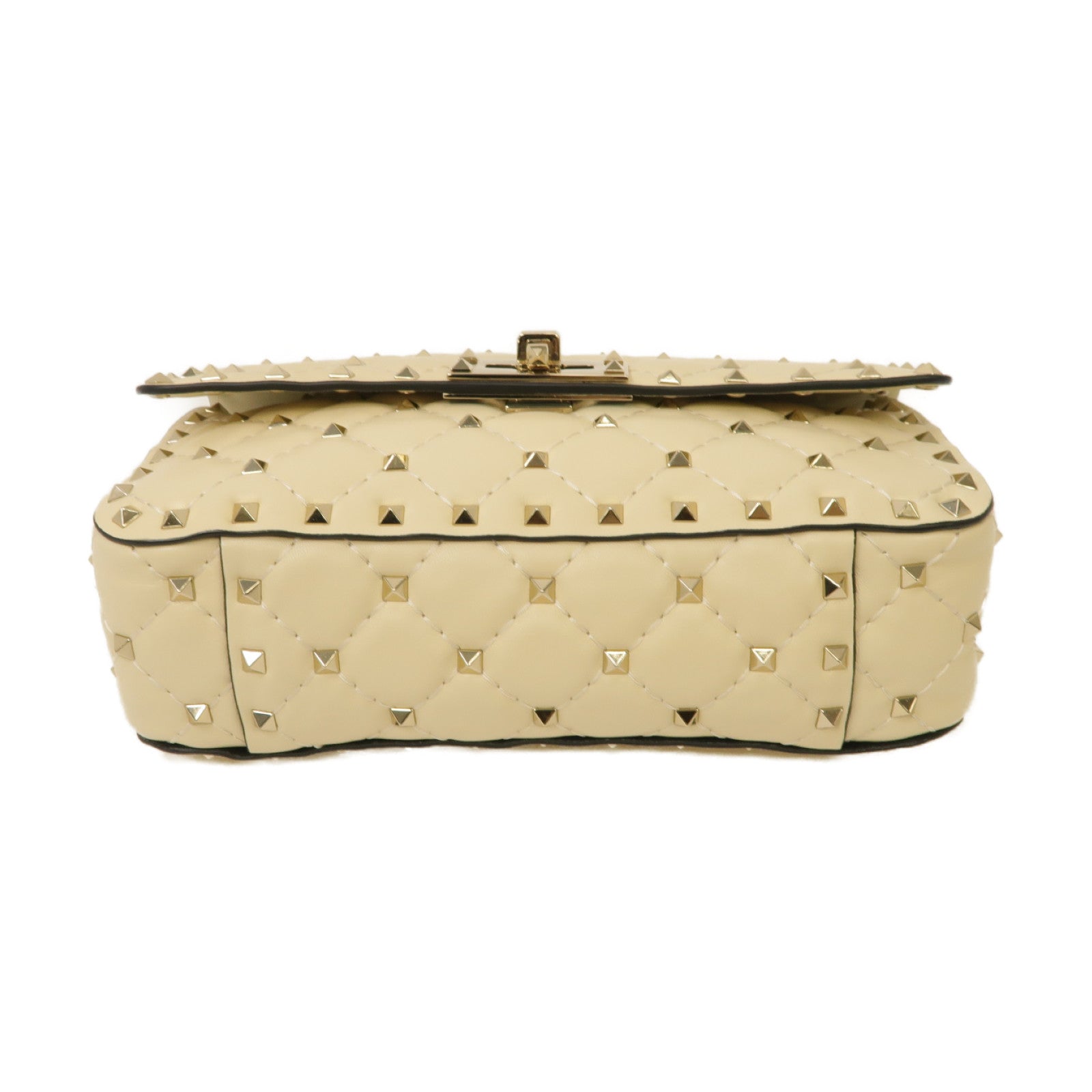 Valentino 牛皮皮革2 Way Shoulder金扣手挽肩背兩用袋米色