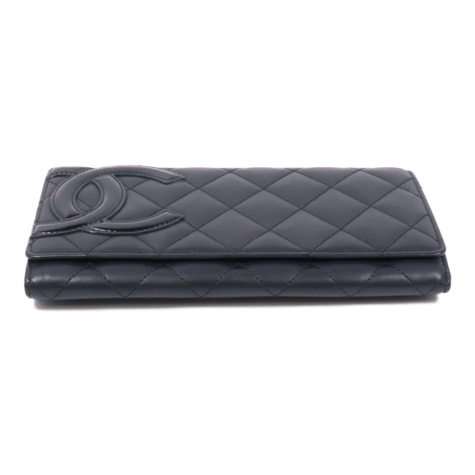 CHANEL 牛皮皮革Cambon Compact Long Wallet銀扣長錢包