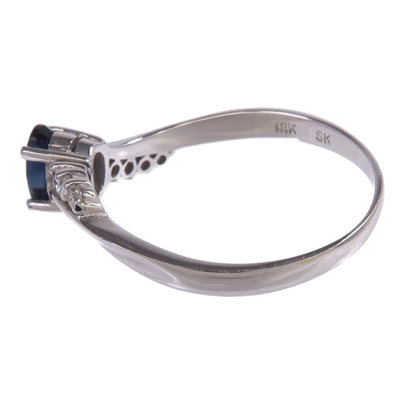 JEWELRY 【激減優惠】18K白金Sapphire Diamond Ring藍寶石/鑽石戒指US#7.25