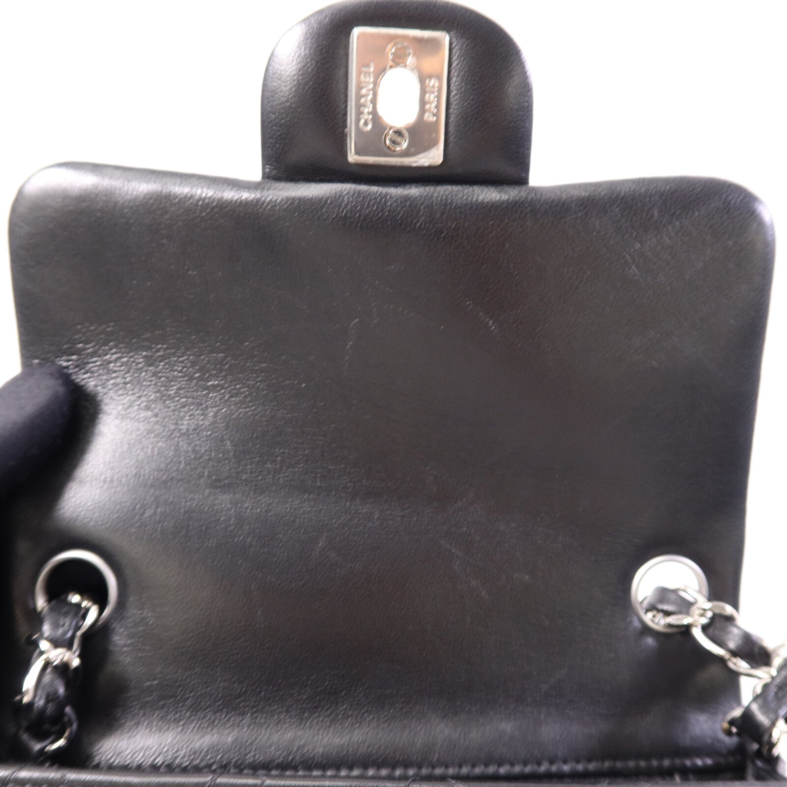 CHANEL 羊皮皮革Classic 17銀扣鏈帶肩背袋