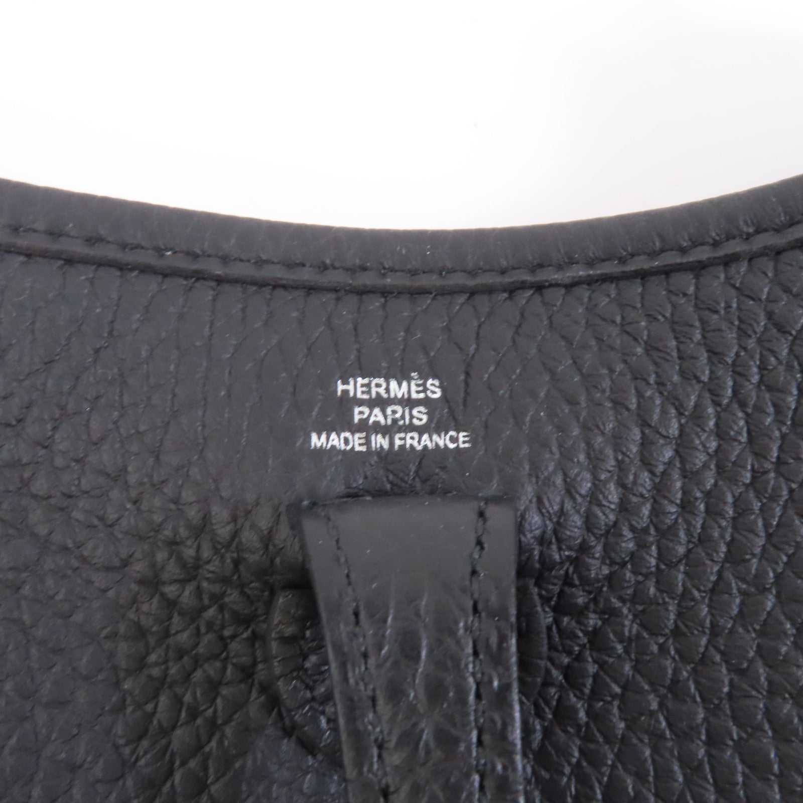 HERMES Clemence皮革Evelyne TPM銀扣肩背袋Noir/黑色