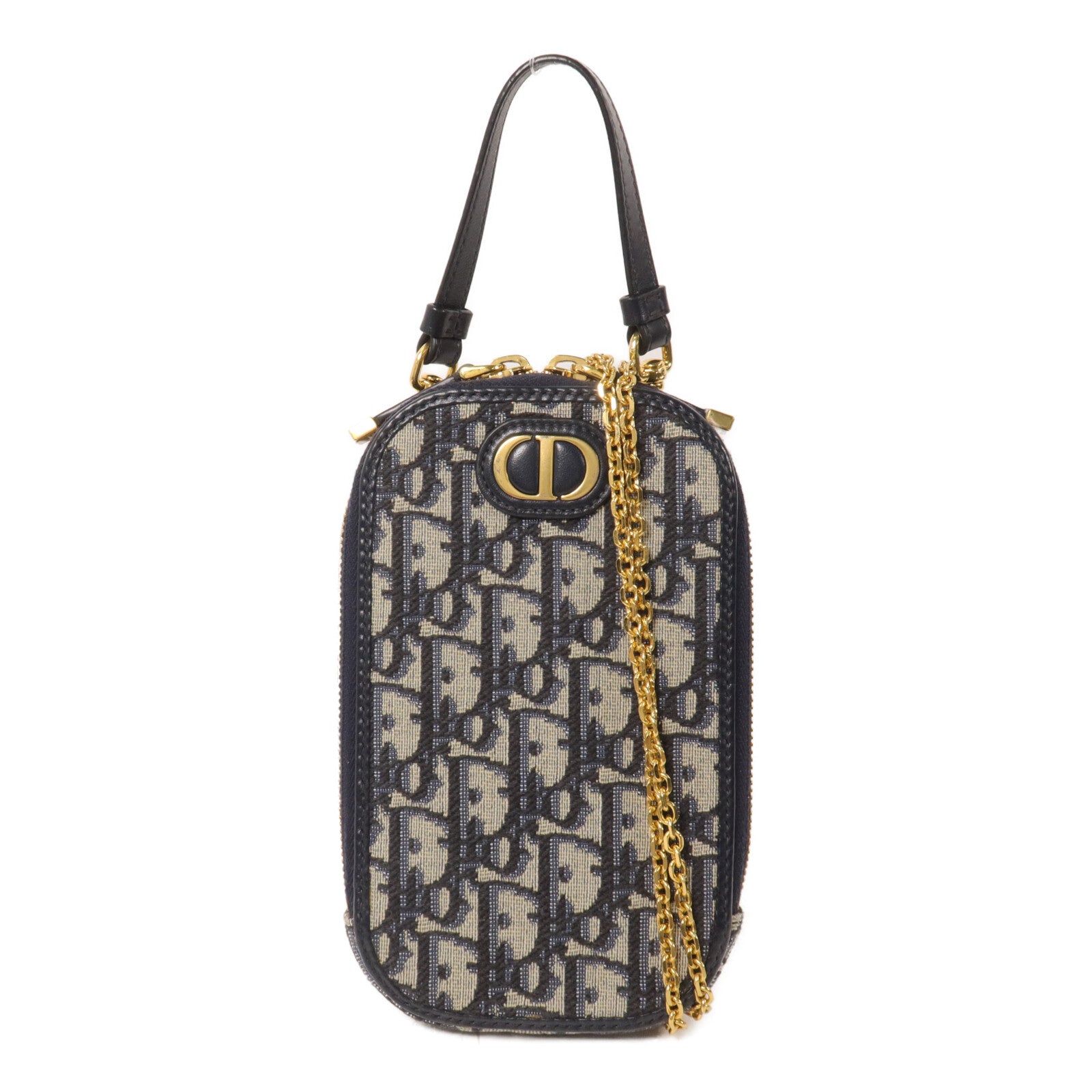 Dior 帆布30 Montaigne Phone Holder鏈帶手挽肩背兩用袋