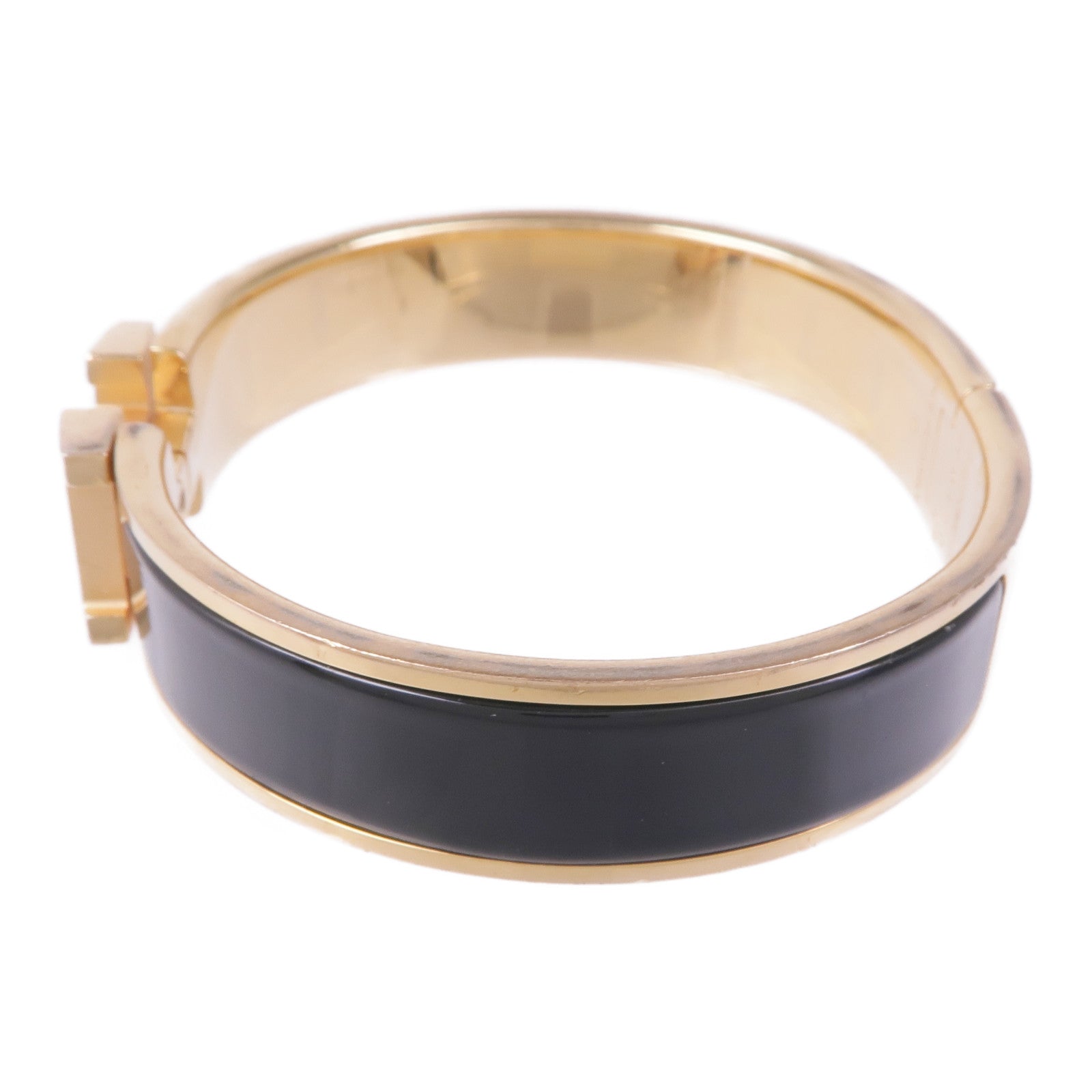 HERMES 金屬/琺瑯Clic H手鐲Noir