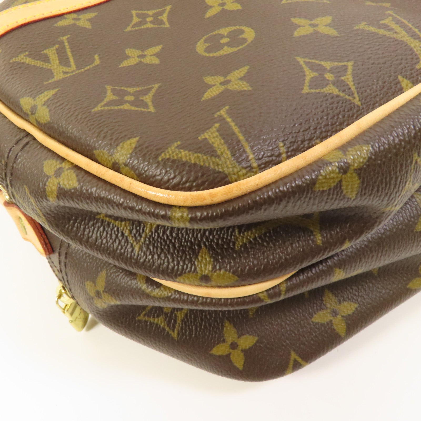 LOUIS VUITTON Monogram Reporter PM金扣肩背袋棕色