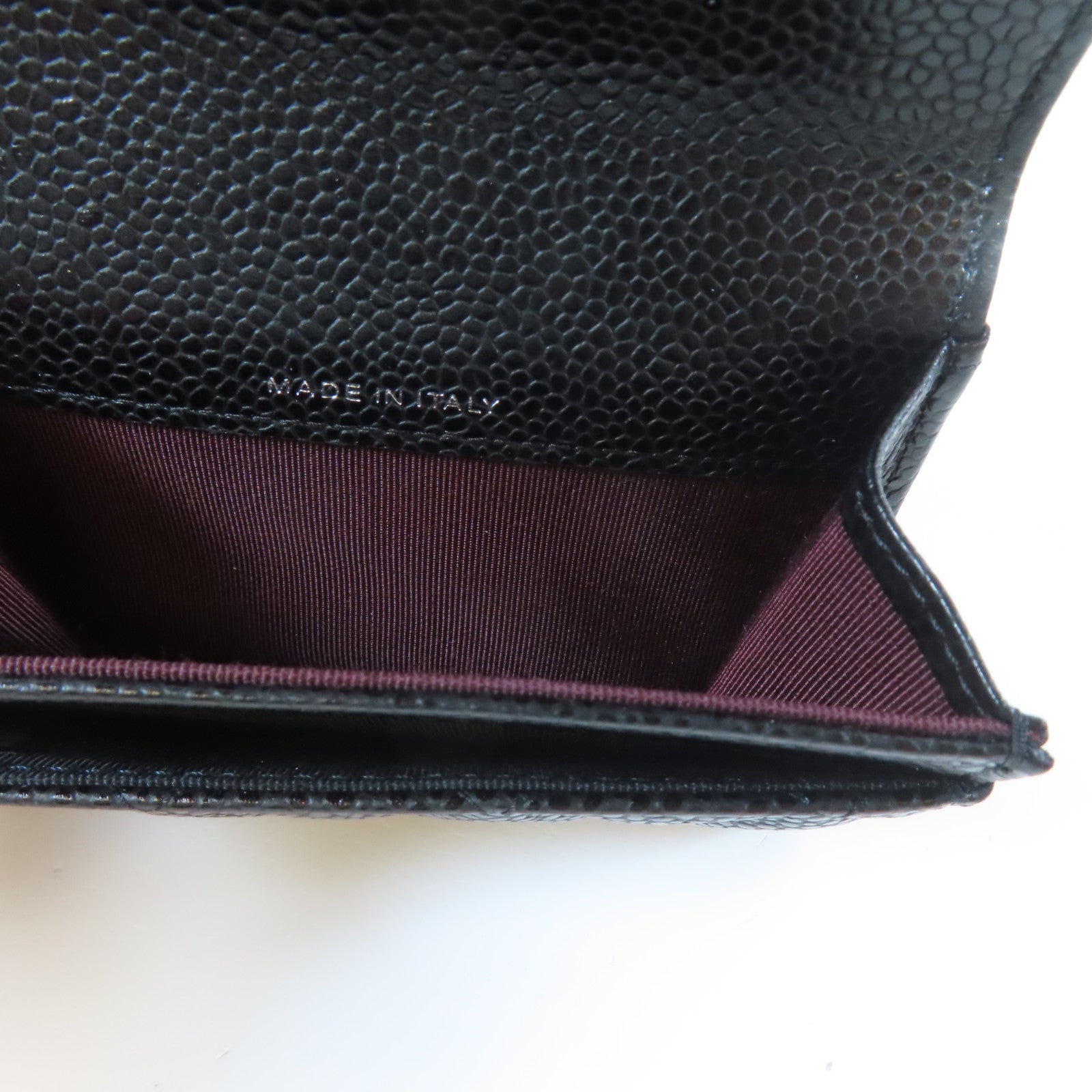 CHANEL 菱格Caviar皮革Card case銀扣卡片套黑色