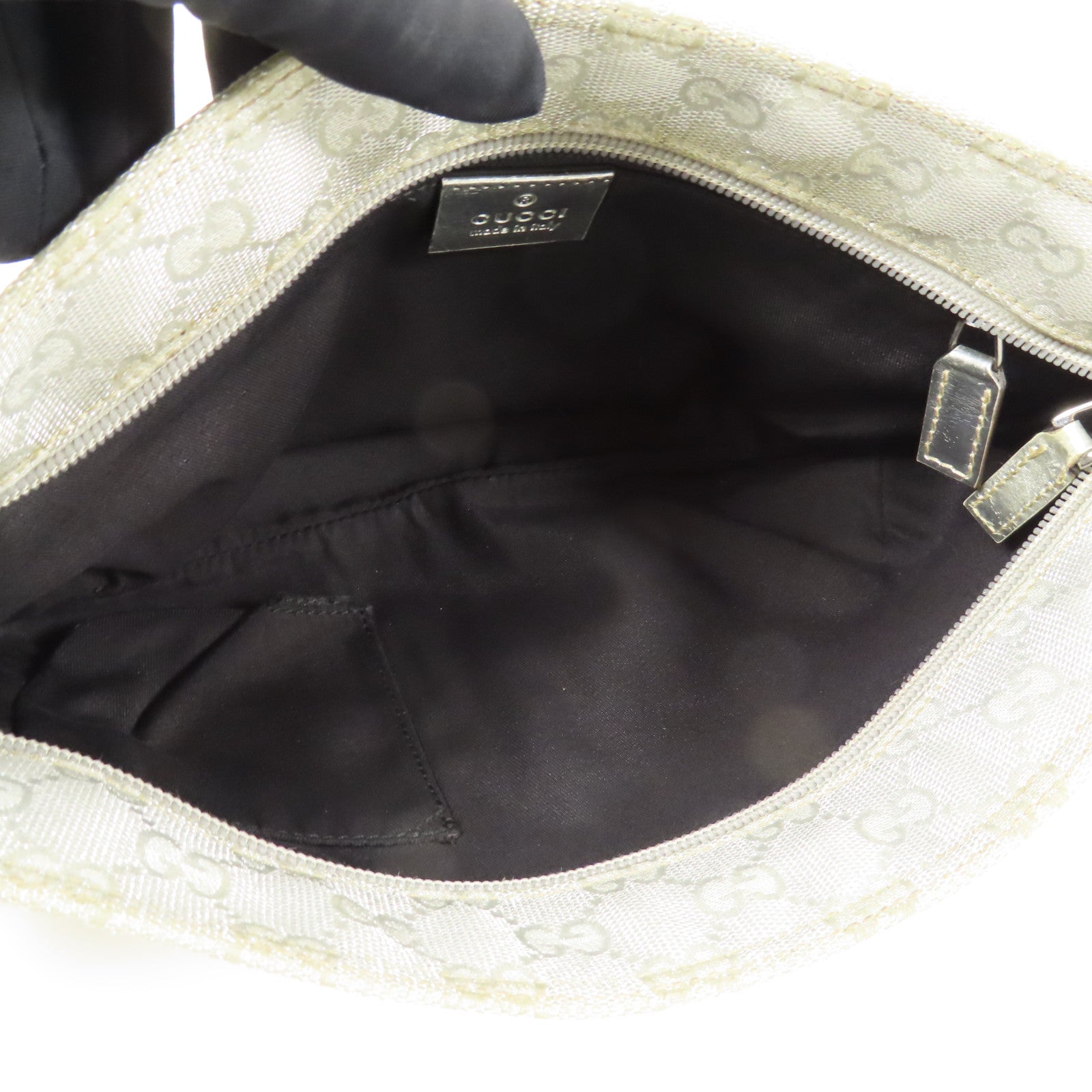 GUCCI 帆布Shoulder Bag銀扣肩背袋