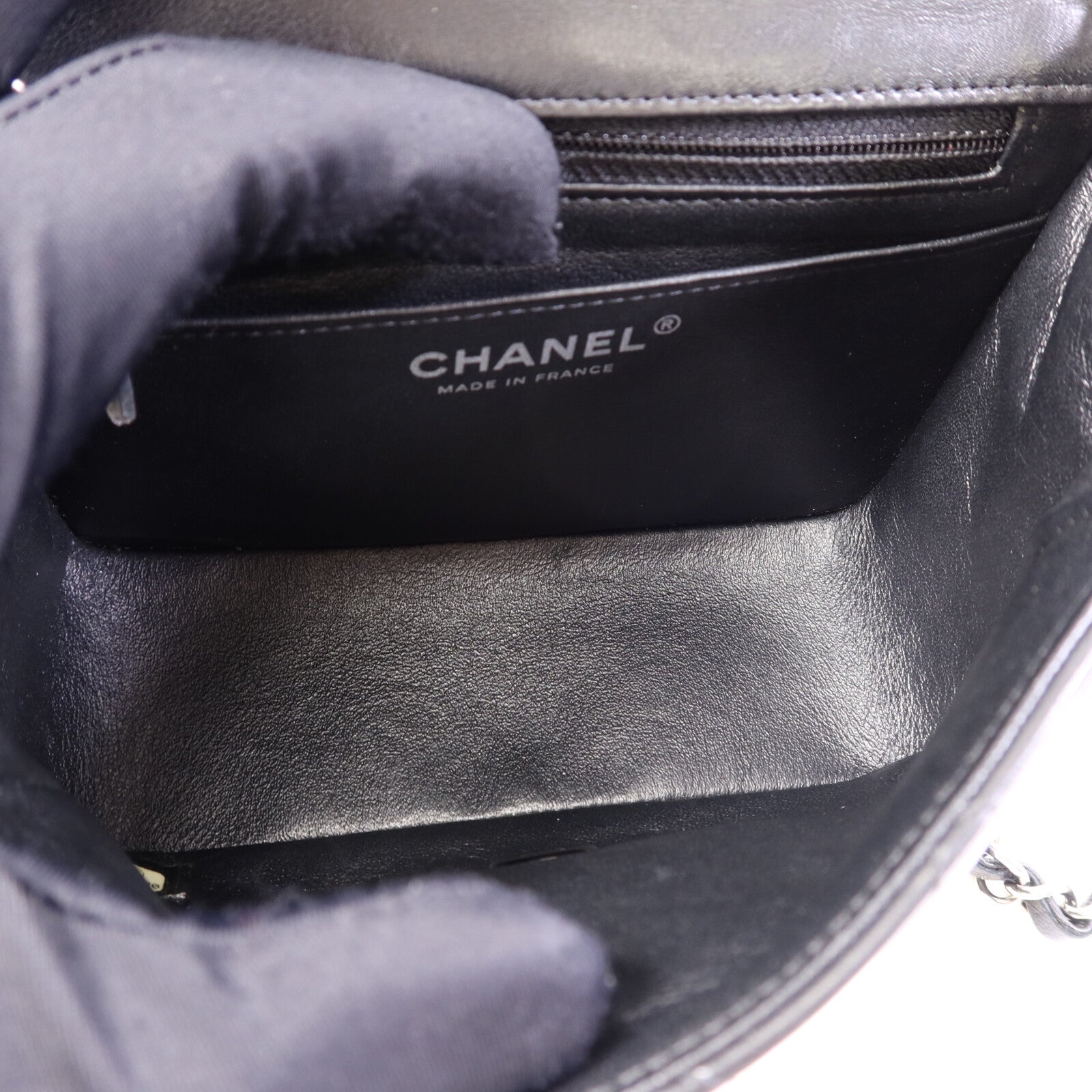 CHANEL 羊皮皮革Classic 17銀扣鏈帶肩背袋