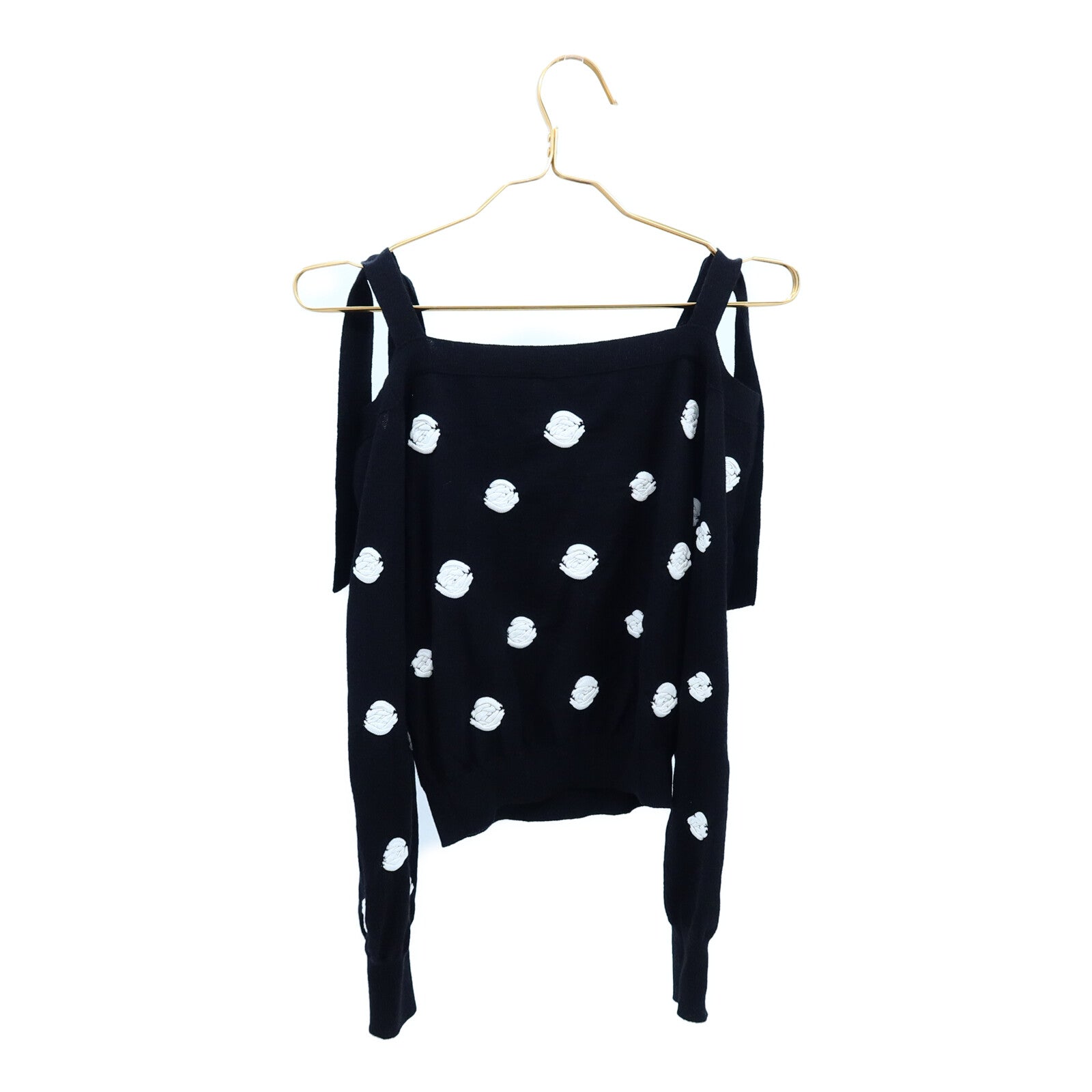 CHANEL Virgin Wool/Cotton Camellia Knit Pullover針織