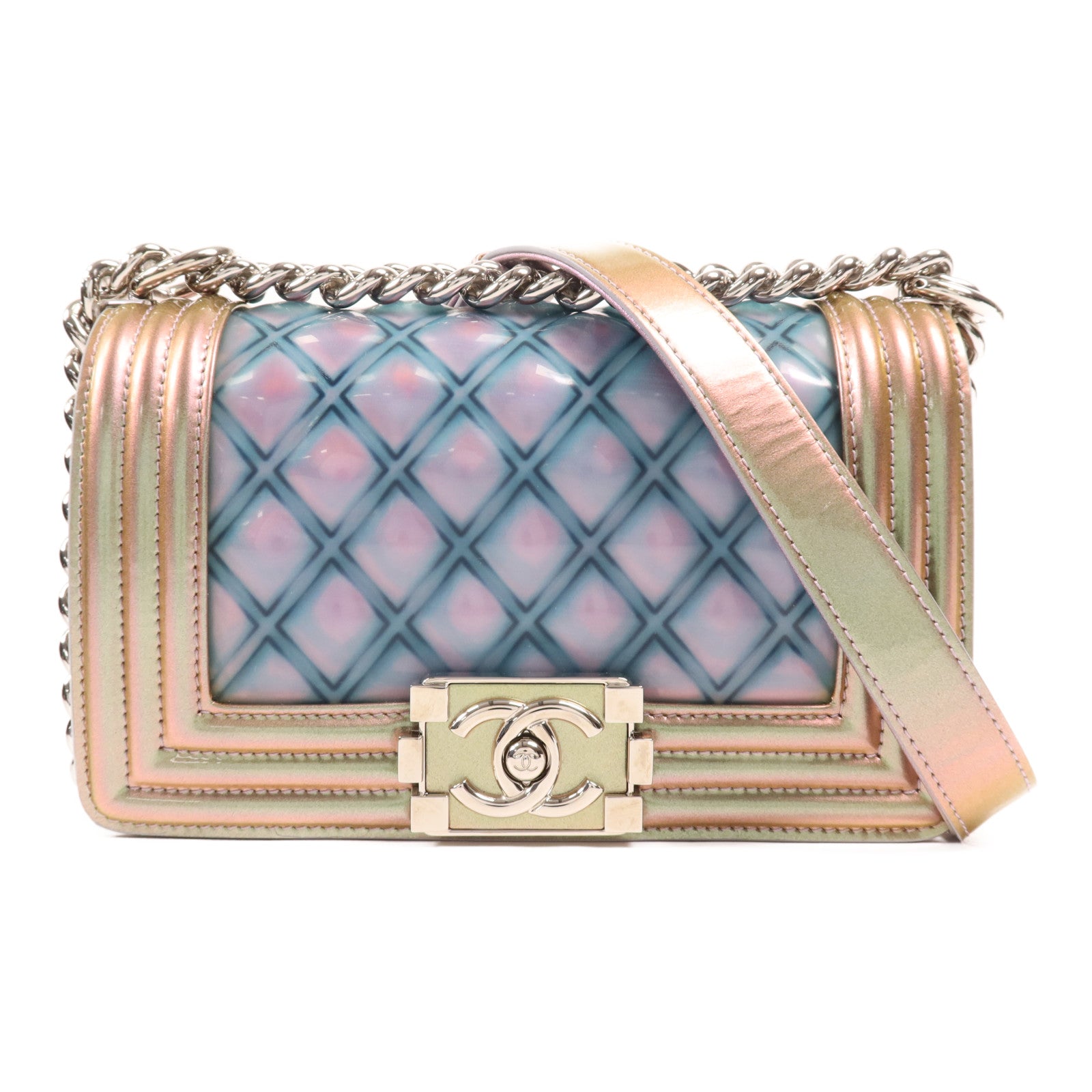 CHANEL 【激減優惠】漆皮皮革Boy 20銀扣肩背袋