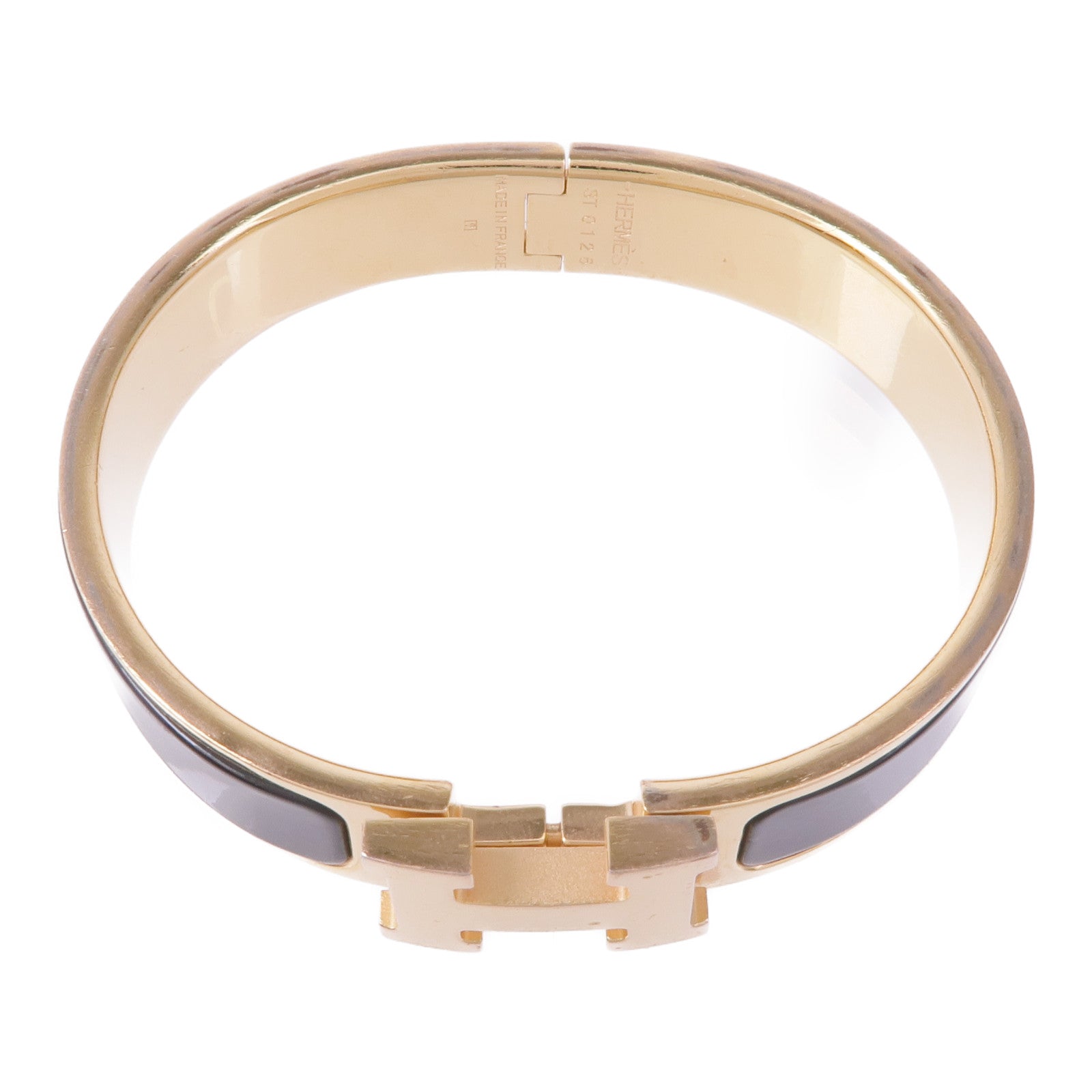 HERMES 金屬/琺瑯Clic H手鐲Noir