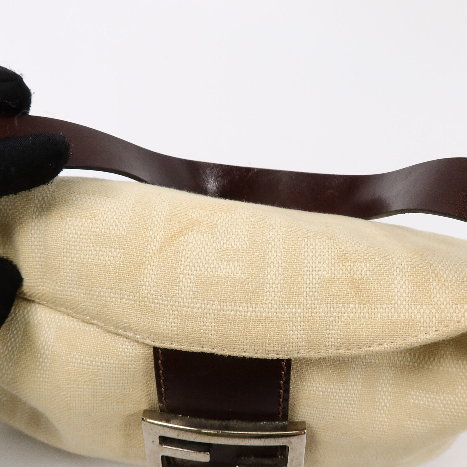 FENDI 帆布/牛皮皮革Zucca Double Flap Mamma肩背袋