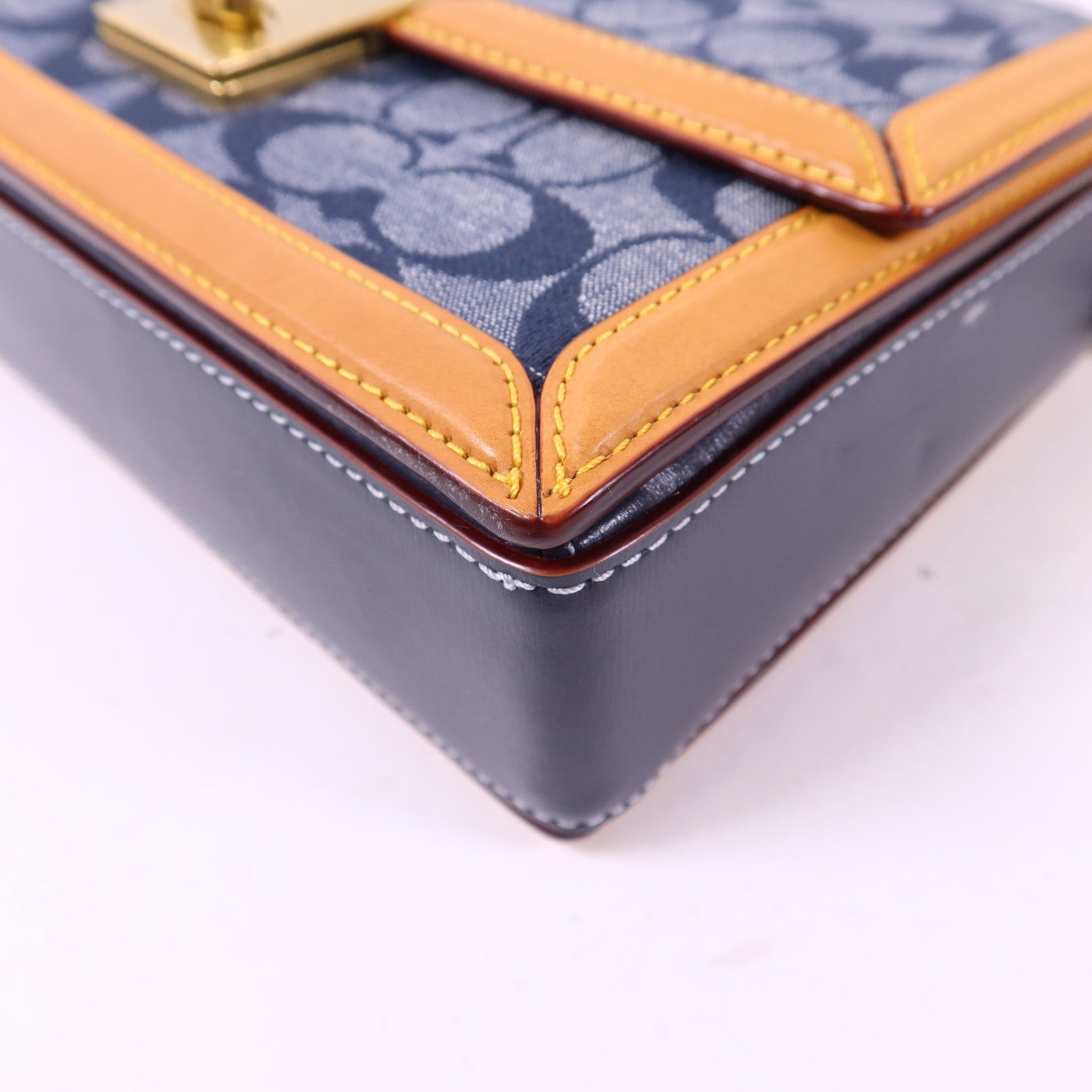 COACH 帆布/牛皮皮革Chain Shoulder Bag金扣鏈帶肩背袋