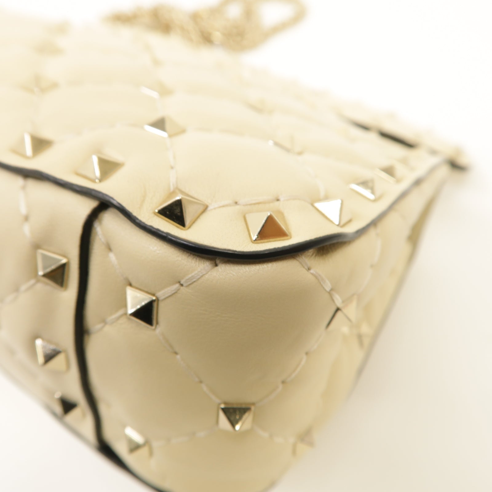 Valentino 牛皮皮革2 Way Shoulder金扣手挽肩背兩用袋米色