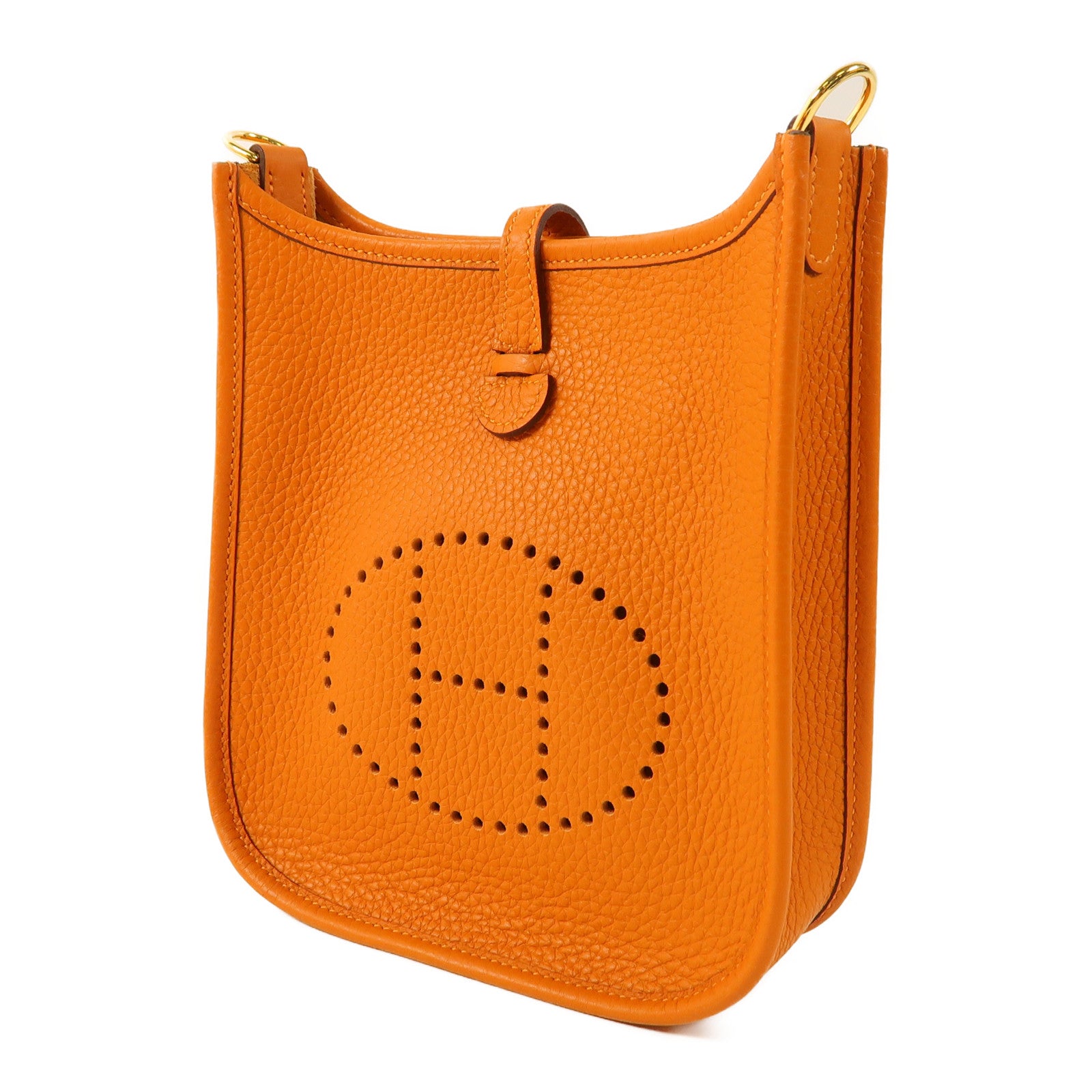 HERMES Clemence皮革Evelyne TPM金扣肩背袋93 Orange