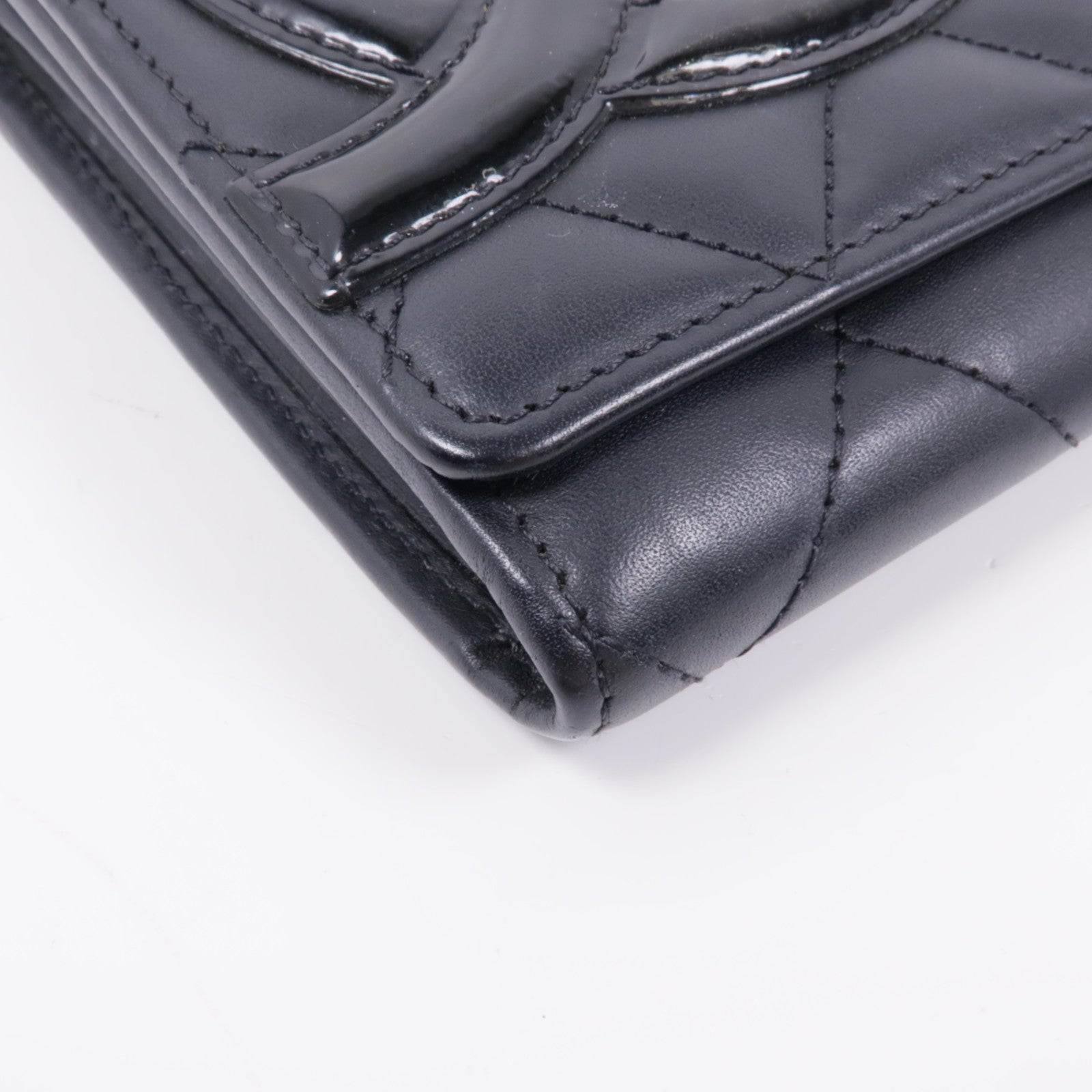 CHANEL 牛皮皮革Cambon Compact Long Wallet銀扣長錢包