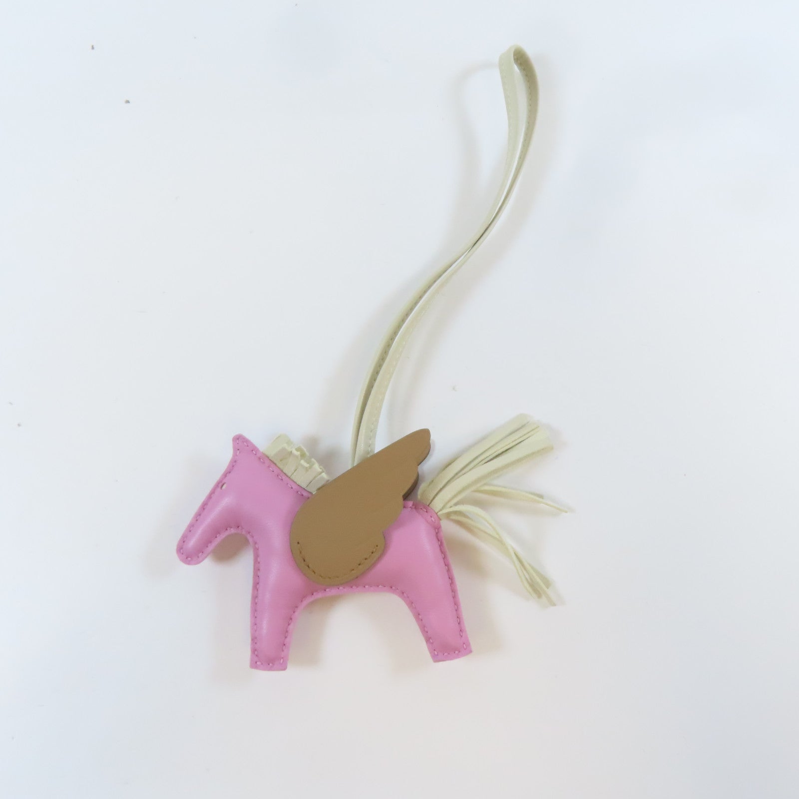HERMES Swift皮革Rodeo Pegase PM掛飾錦葵紫色/啡色/白色