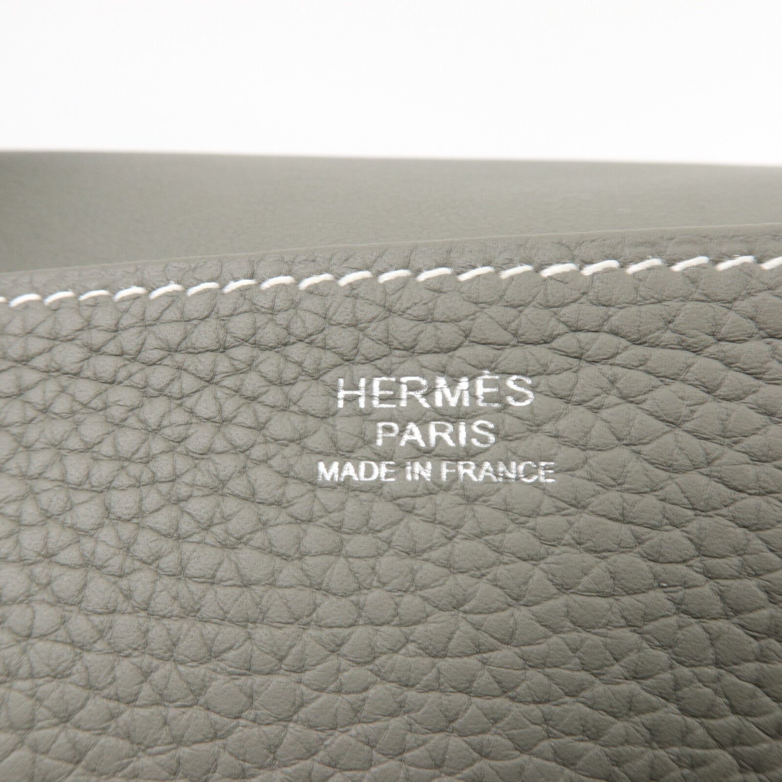 HERMES Clemence皮革Halzan 31手挽肩背兩用袋Gris Mouette